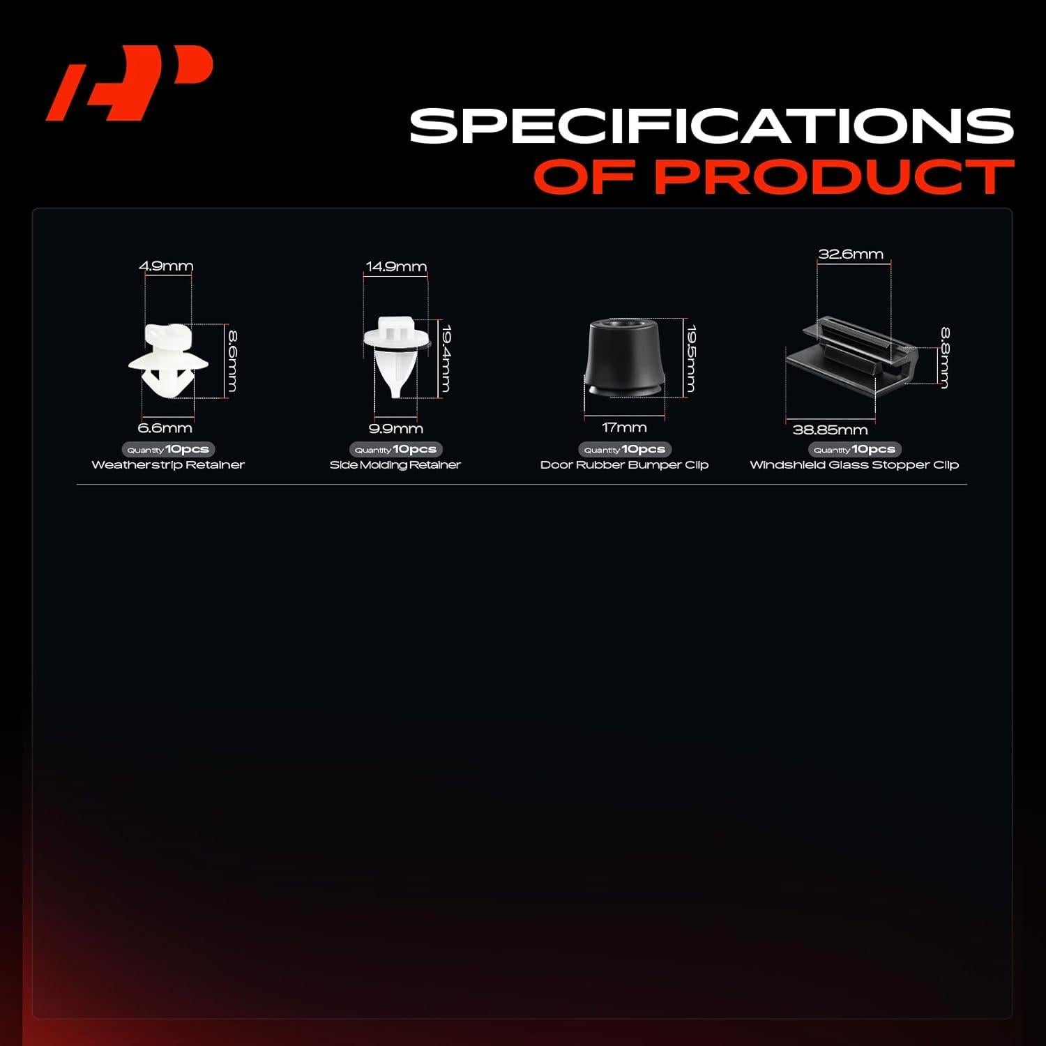 Kit de Clips de Retención A-Premium 280 Piezas para Toyota Matrix 2003-2008