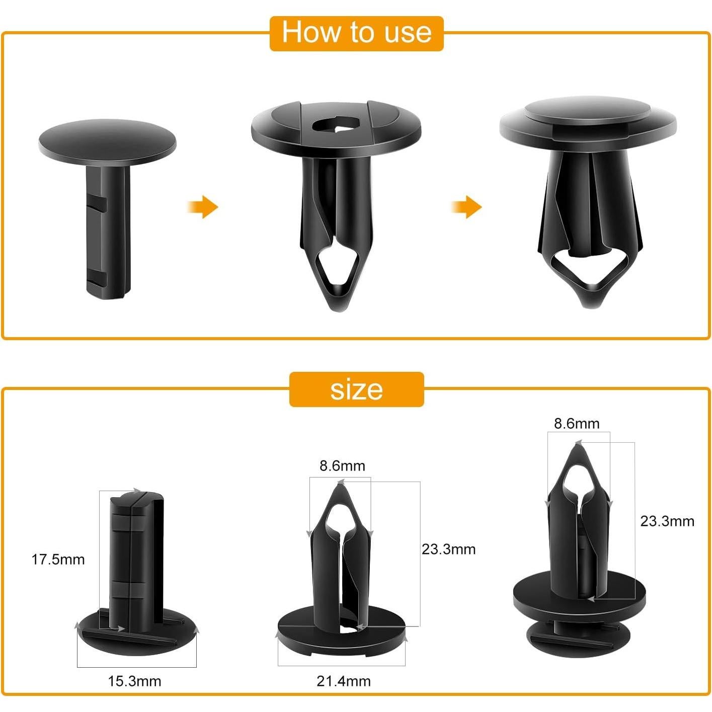 Clips de Remache GOOACC 100PCS Nylon 20mm para GM Ford