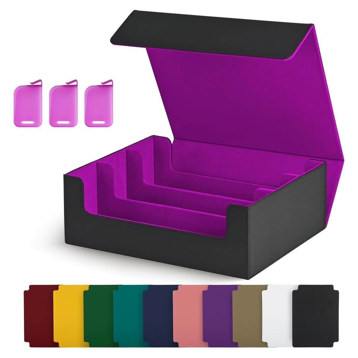 Caja de Almacenamiento de Cartas UAONO 1800+ Negro y Púrpura