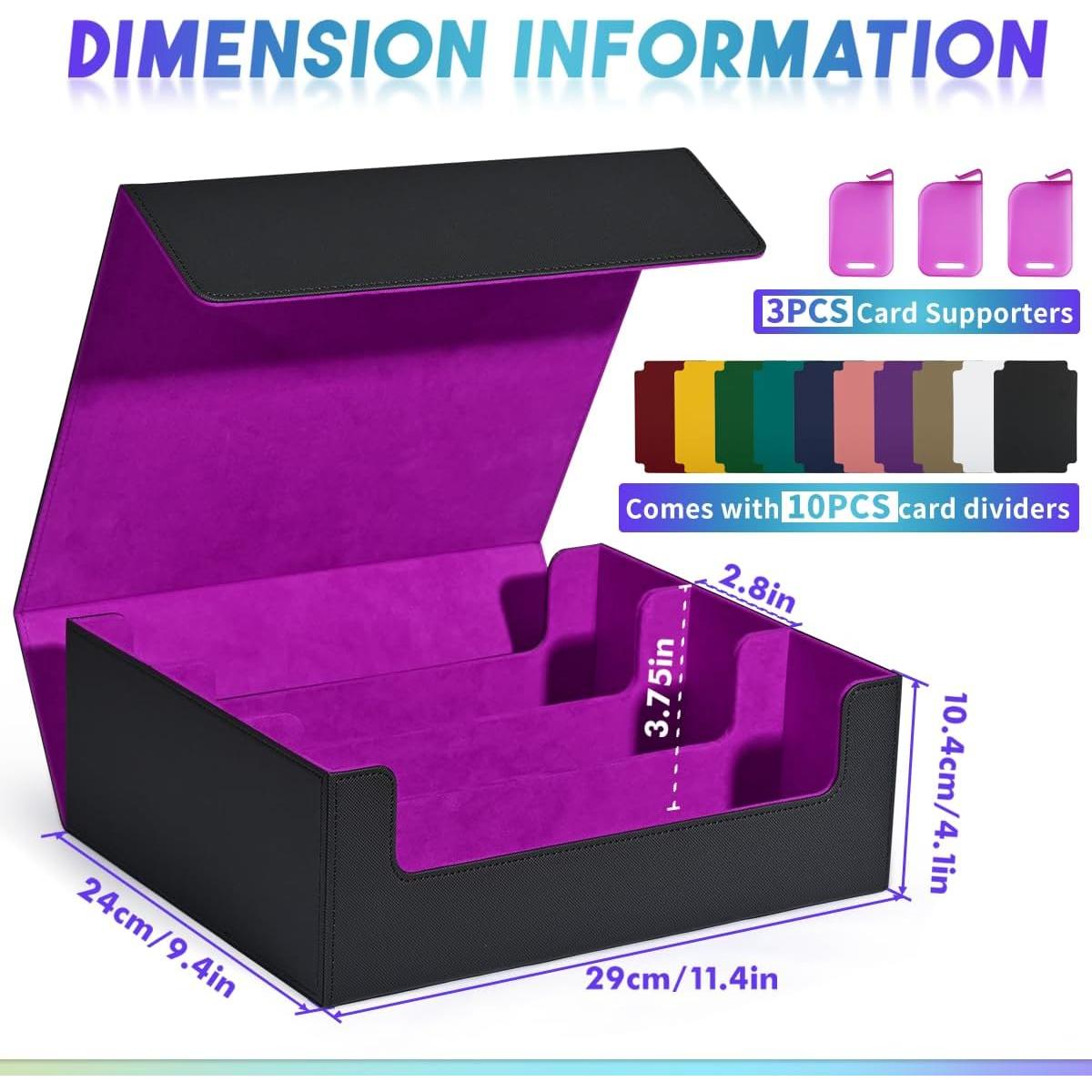 Caja de Almacenamiento de Cartas UAONO 1800+ Negro y Púrpura