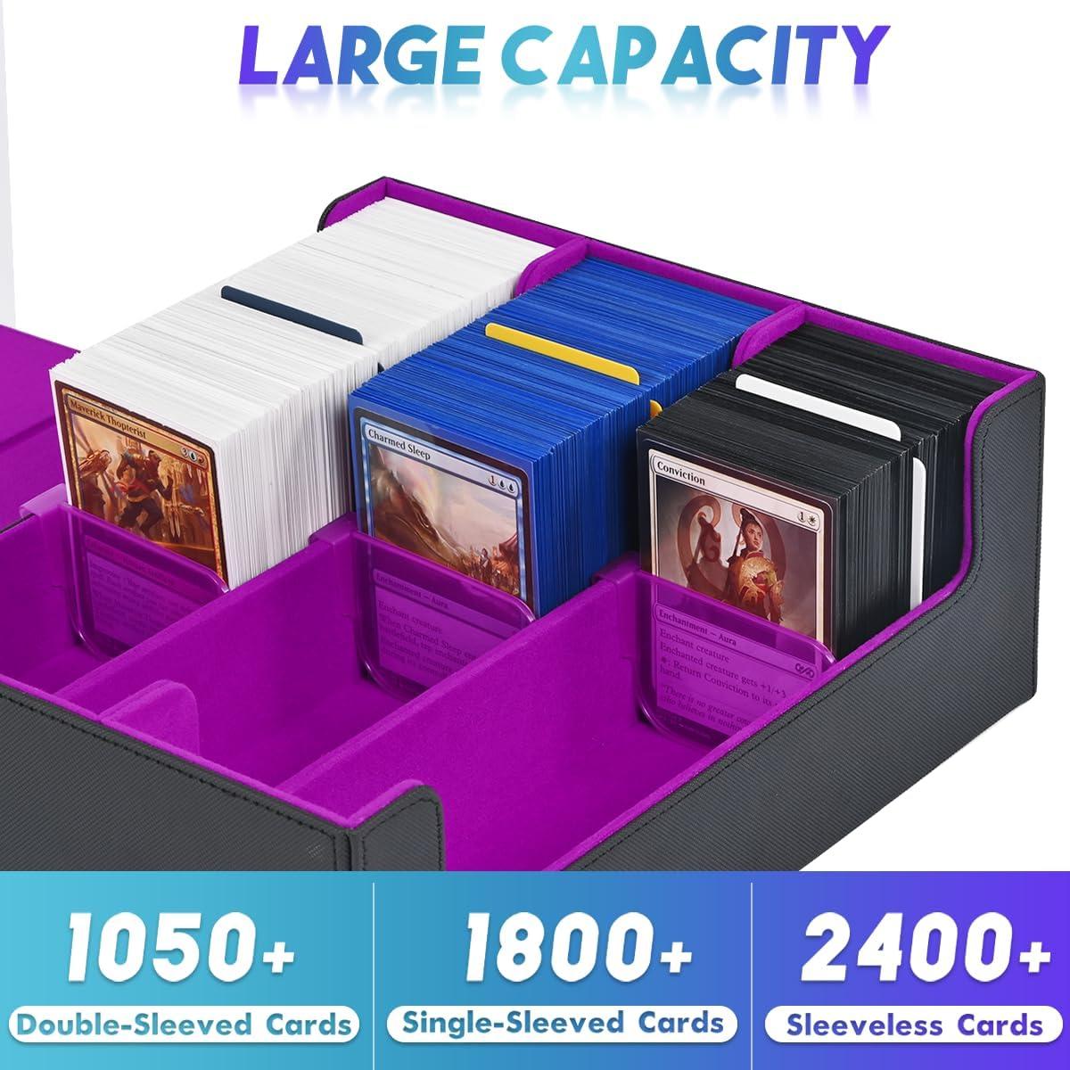 Caja de Almacenamiento de Cartas UAONO 1800+ Negro y Púrpura