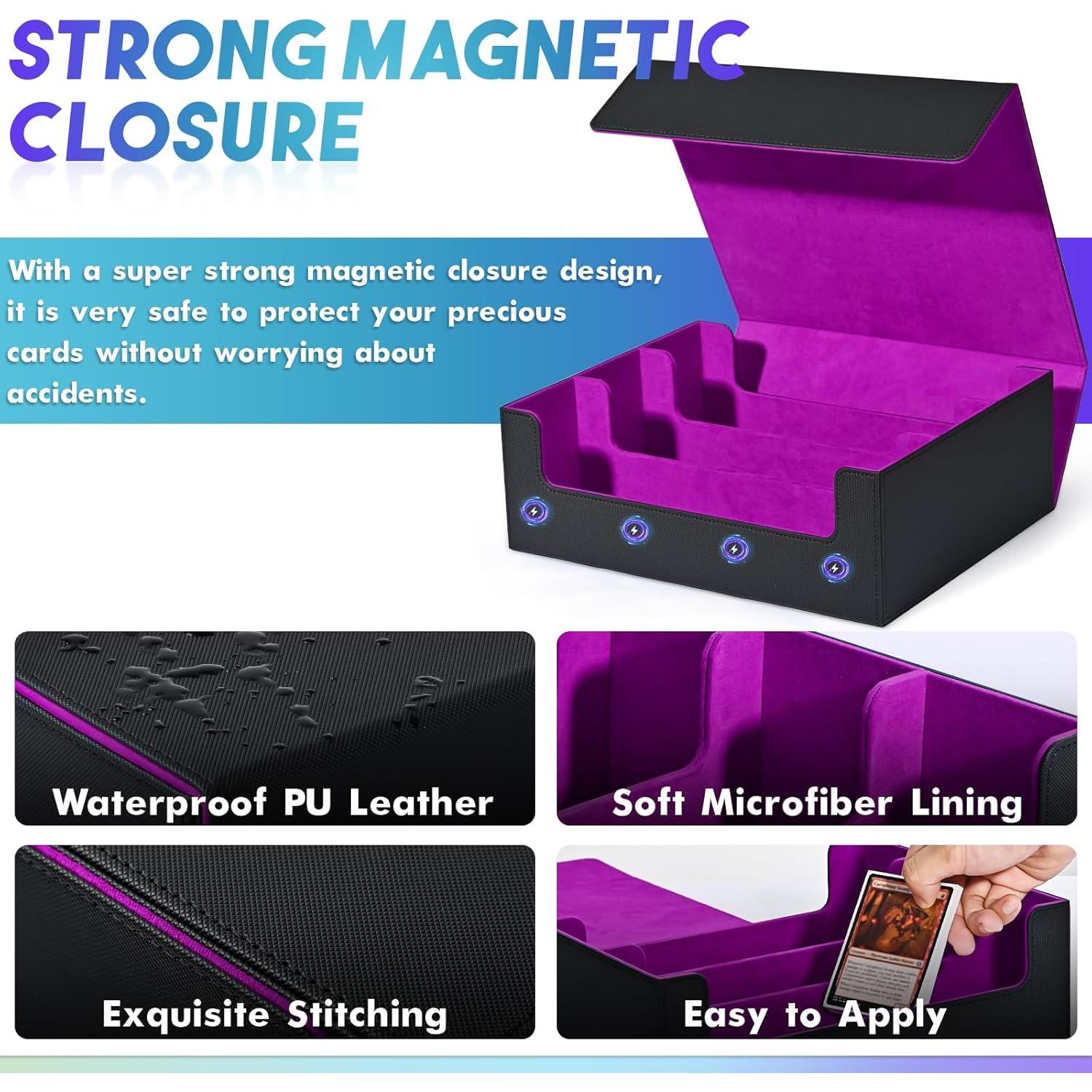 Caja de Almacenamiento de Cartas UAONO 1800+ Negro y Púrpura