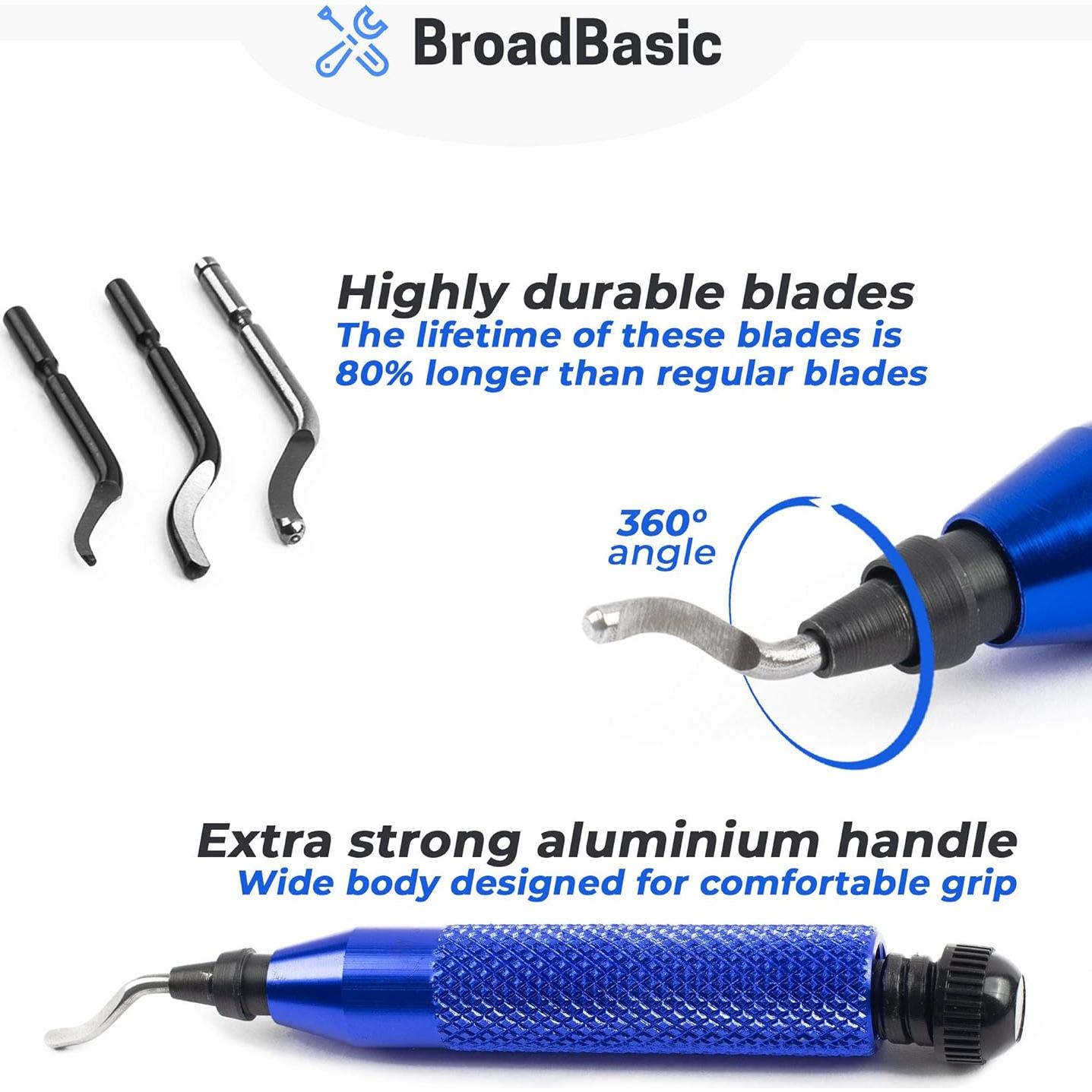 Kit de Desbarbado BroadBasic con 20 Cuchillas de Acero Rápido