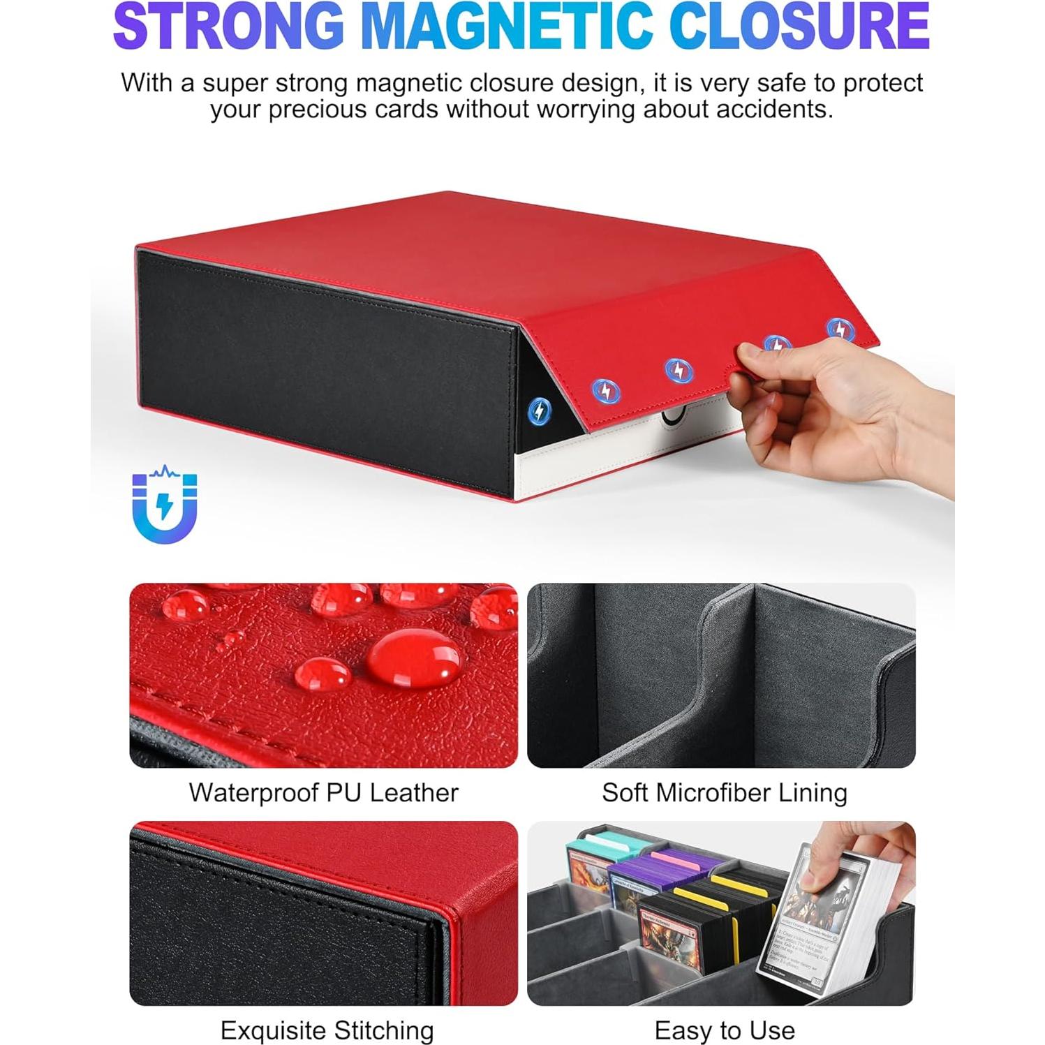 Caja de Almacenamiento de Cartas UAONO 2400+ Rojo y Blanco