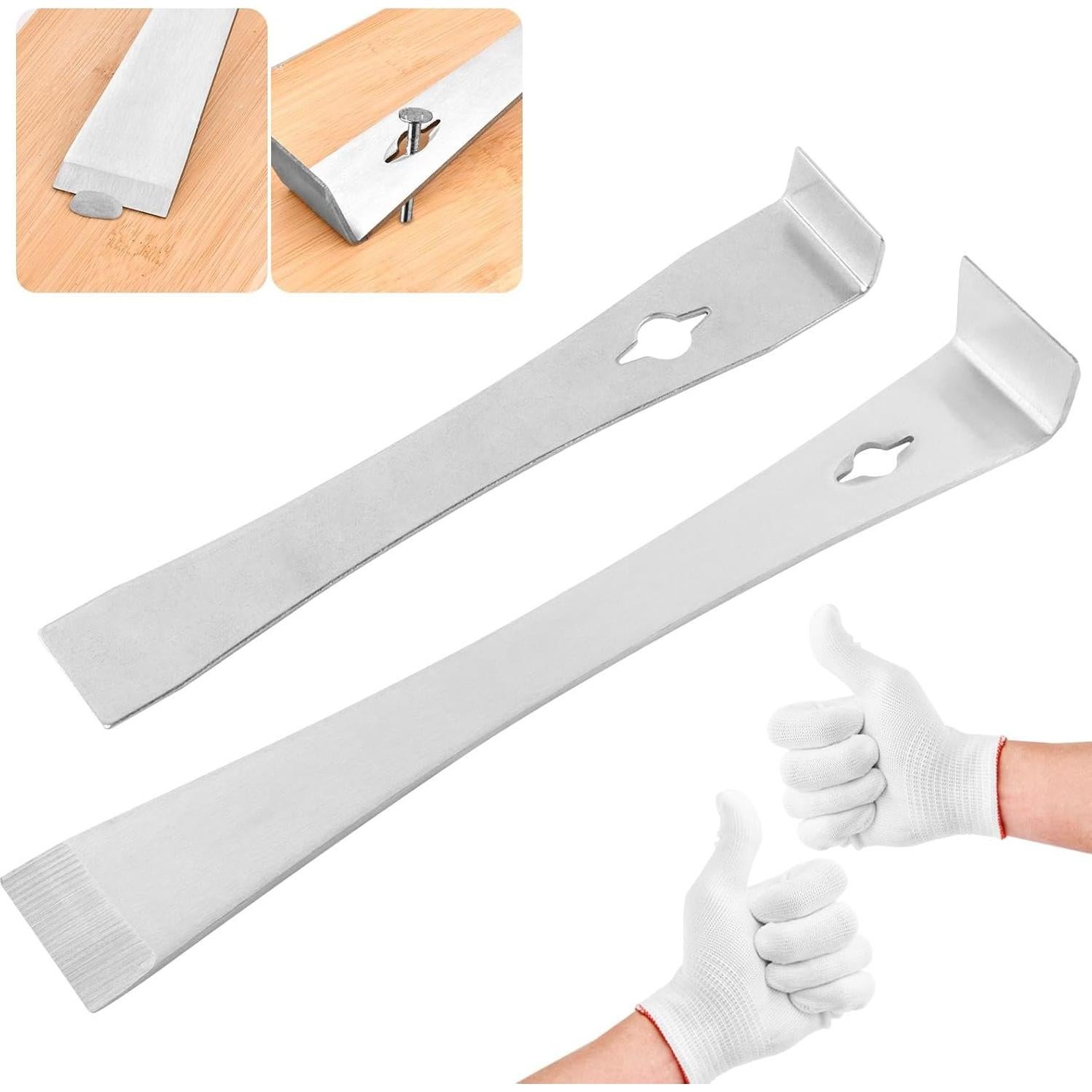 Juego de Raspadores de Barra de Palanca Acero Inoxidable 2 Piezas