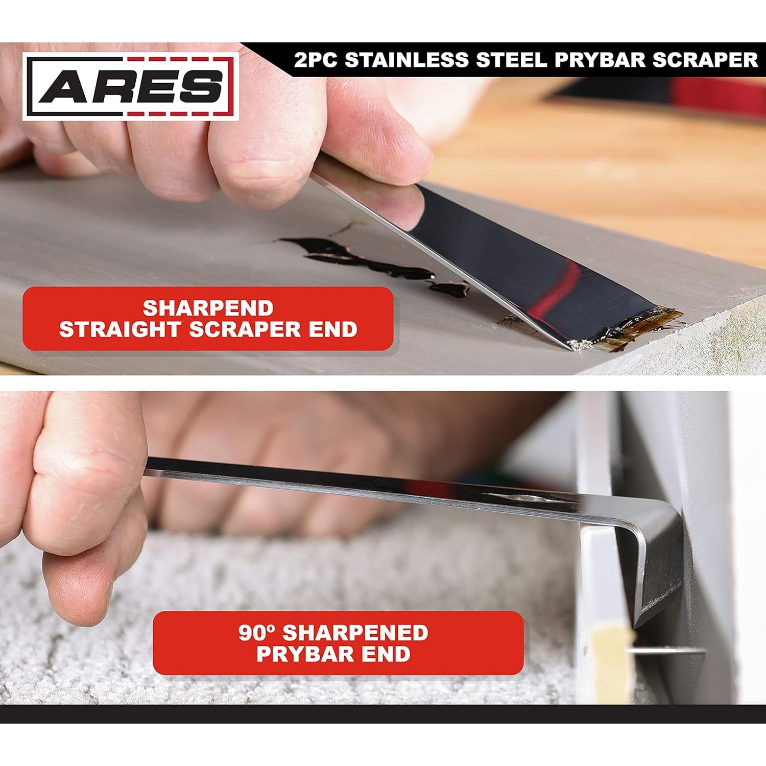 Juego de Raspadores de Acero Inoxidable ARES 2 Piezas 1.40 y 1.53 cm