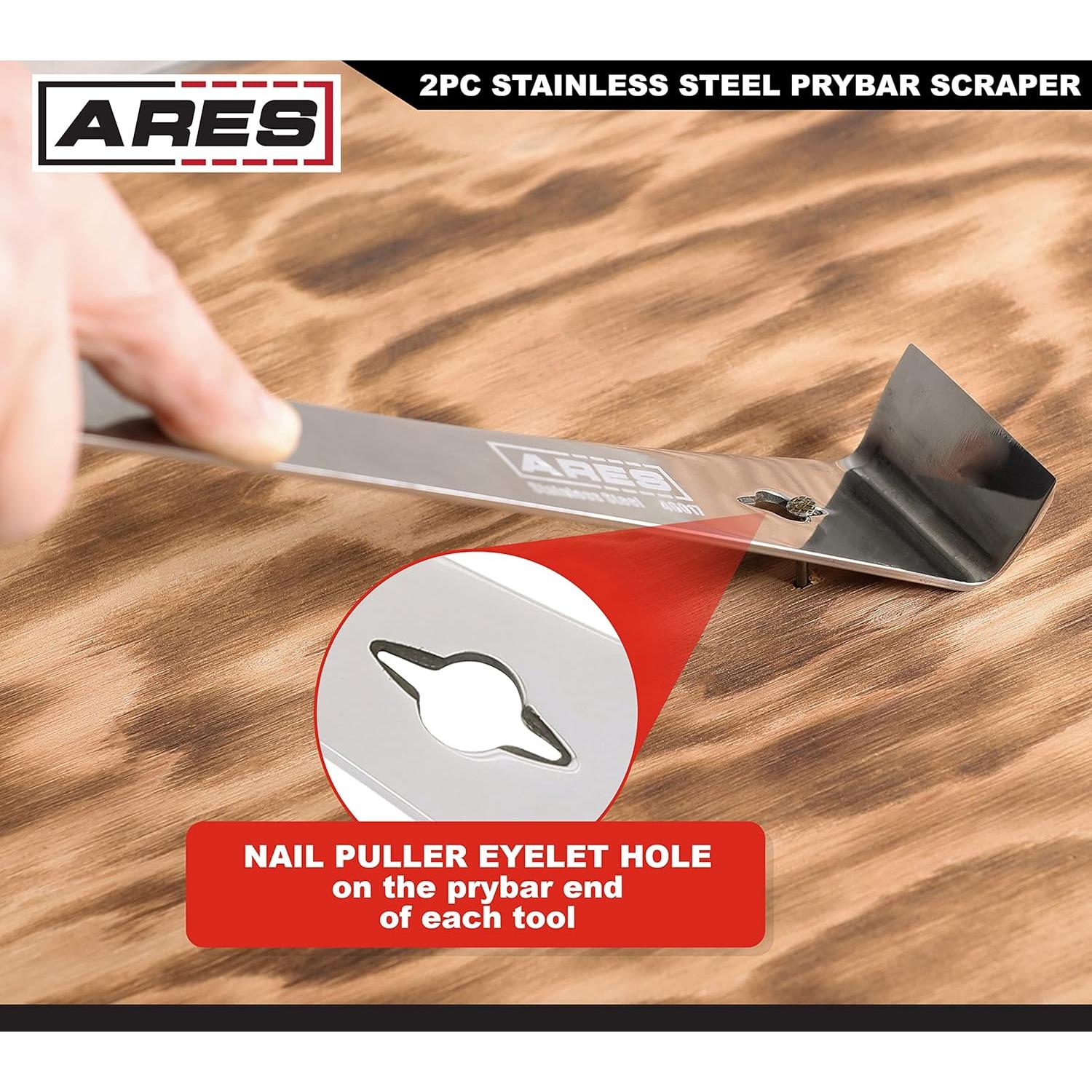 Juego de Raspadores de Acero Inoxidable ARES 2 Piezas 1.40 y 1.53 cm