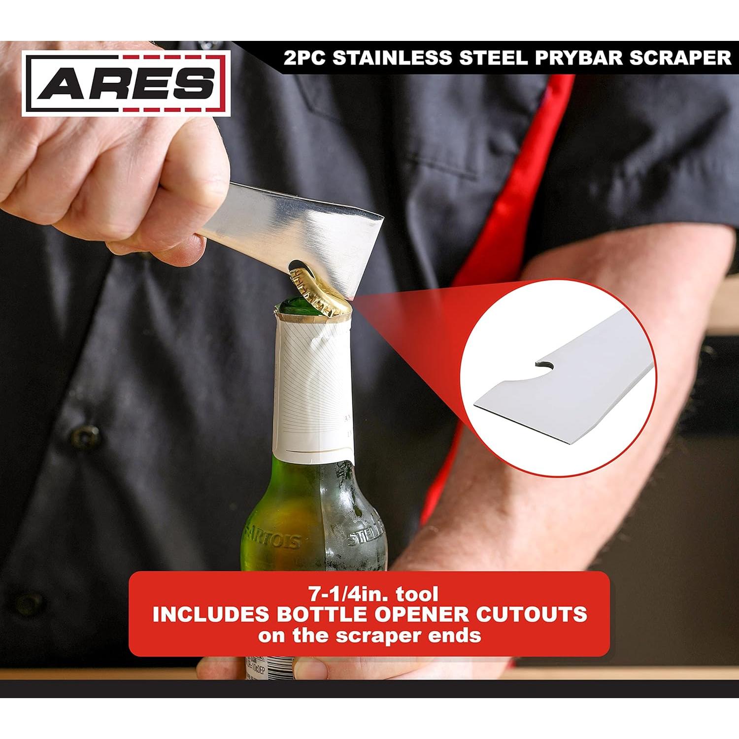 Juego de Raspadores de Acero Inoxidable ARES 2 Piezas 1.40 y 1.53 cm