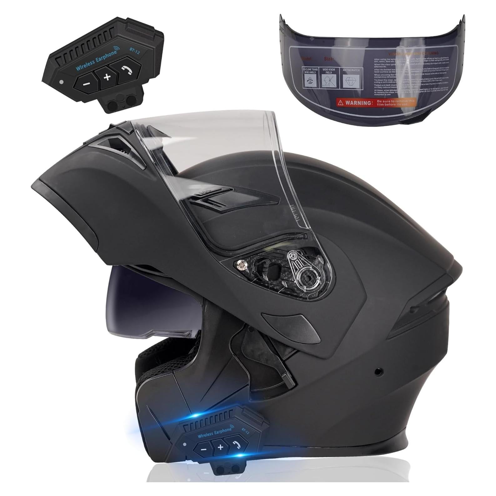 Casco Modular JZZLSJT Bluetooth Mediano Negro Mate