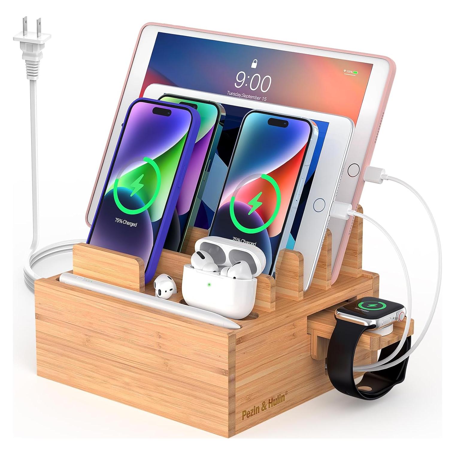 Estación de Carga de Bambú Pezin & Hulin 5 Puertos USB