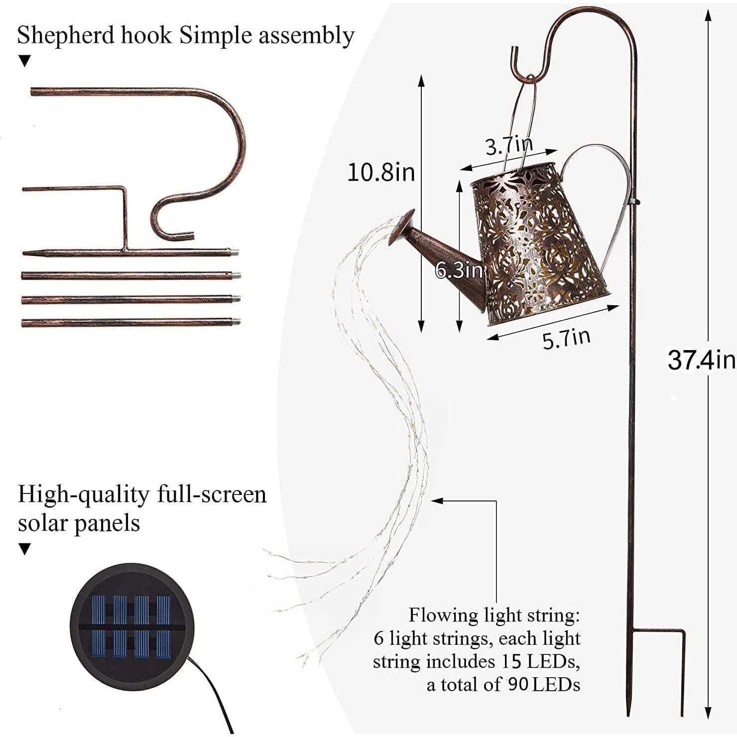 Lámpara Colgante Solar ZUSONUD Regadera 21.8x15.2cm Blanca