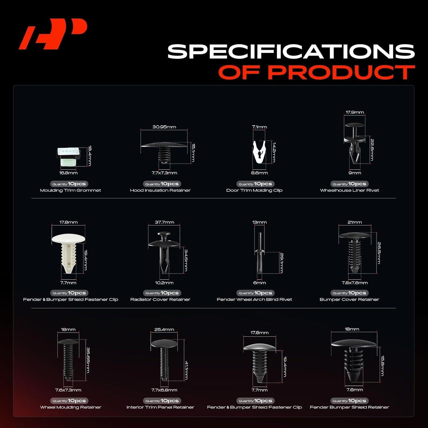 Kit de Clips de Retención A-Premium 190PCS para Lincoln Navigator 2015-2017