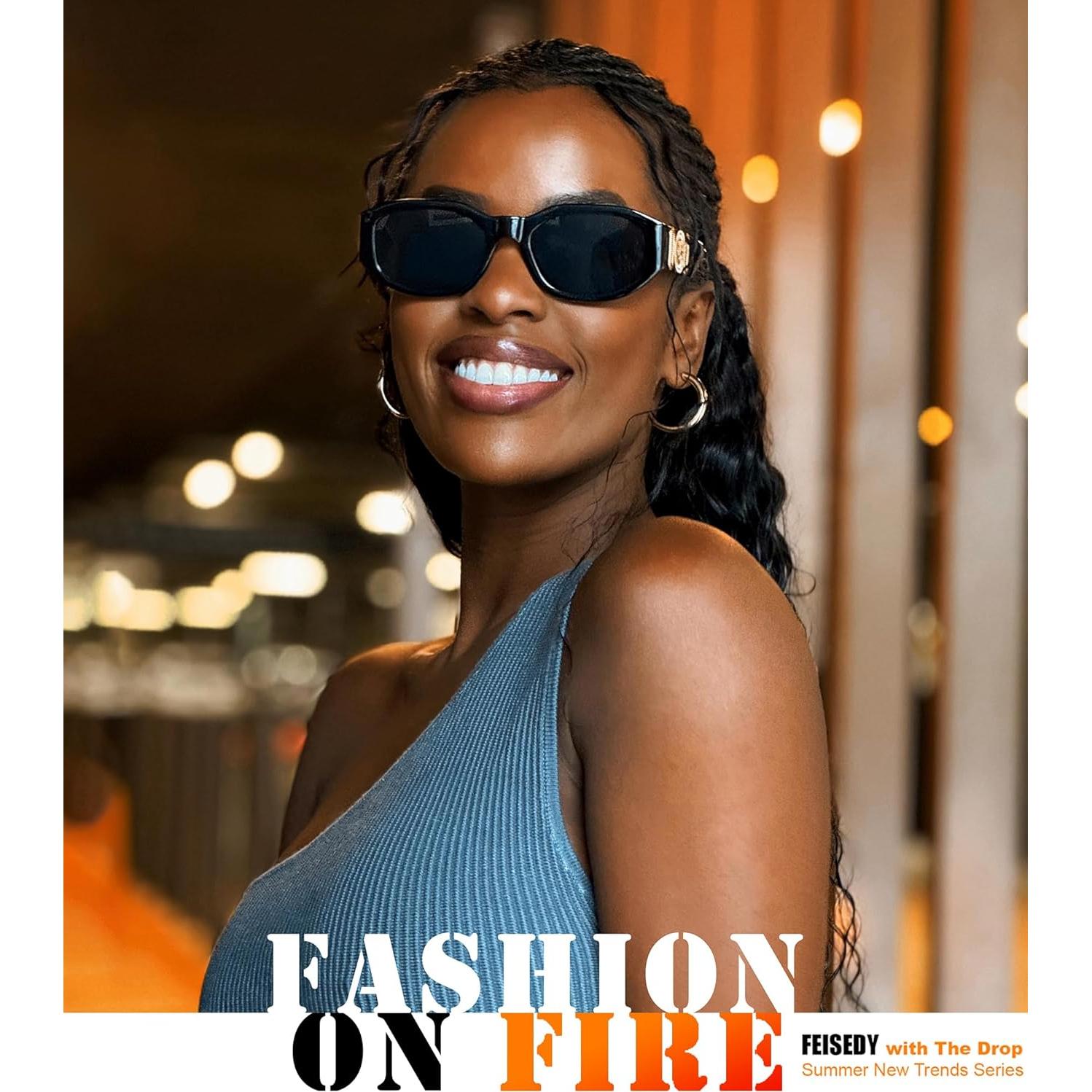 Gafas de Sol Retro FEISEDY B2322 UV400 Marco Negro