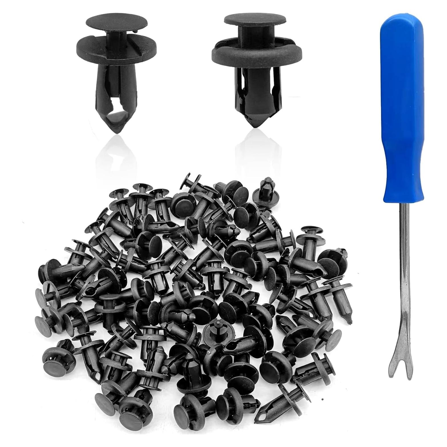 150 Clips de retención nylon TOPCNOEM para parachoques + herramienta