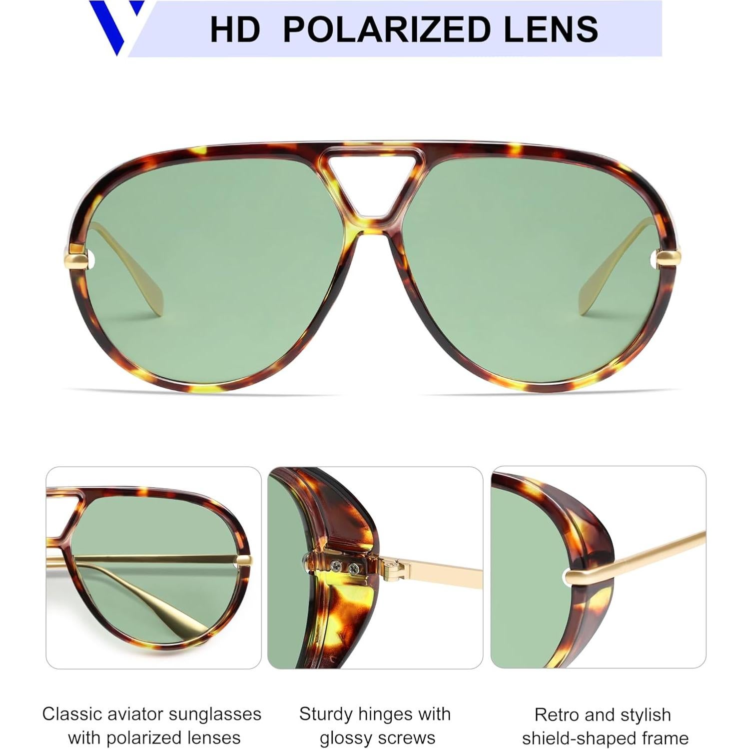 Gafas de sol aviador polarizadas VANLINKER retro grandes