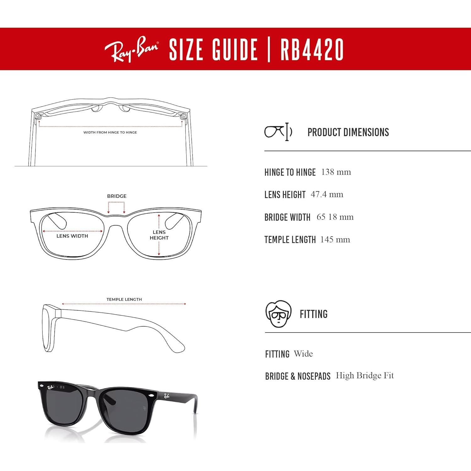 Gafas de sol Ray-Ban RB4420 unisex con kit de accesorios