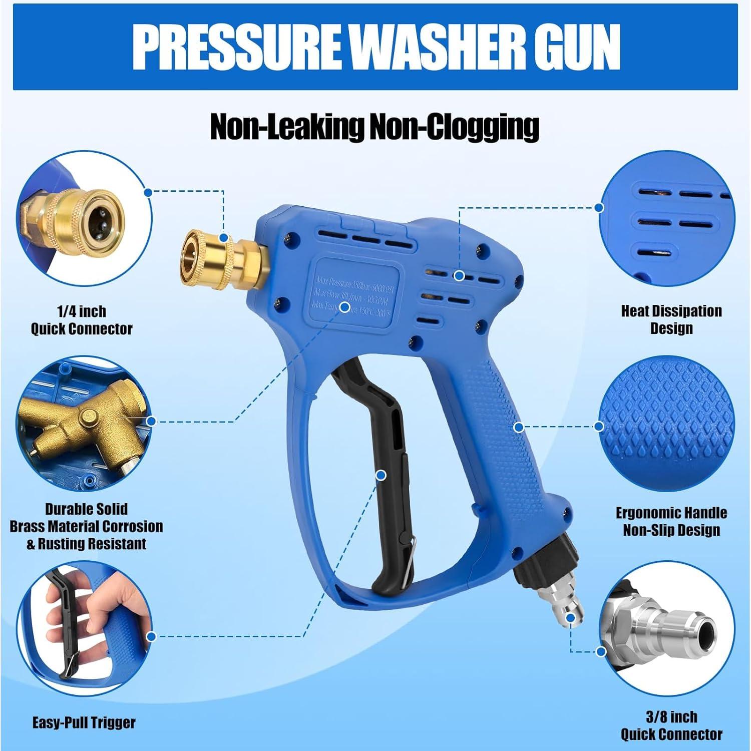 Pistola de Lavado a Presión Corta Vinnonvi 5000 PSI 10 L/min