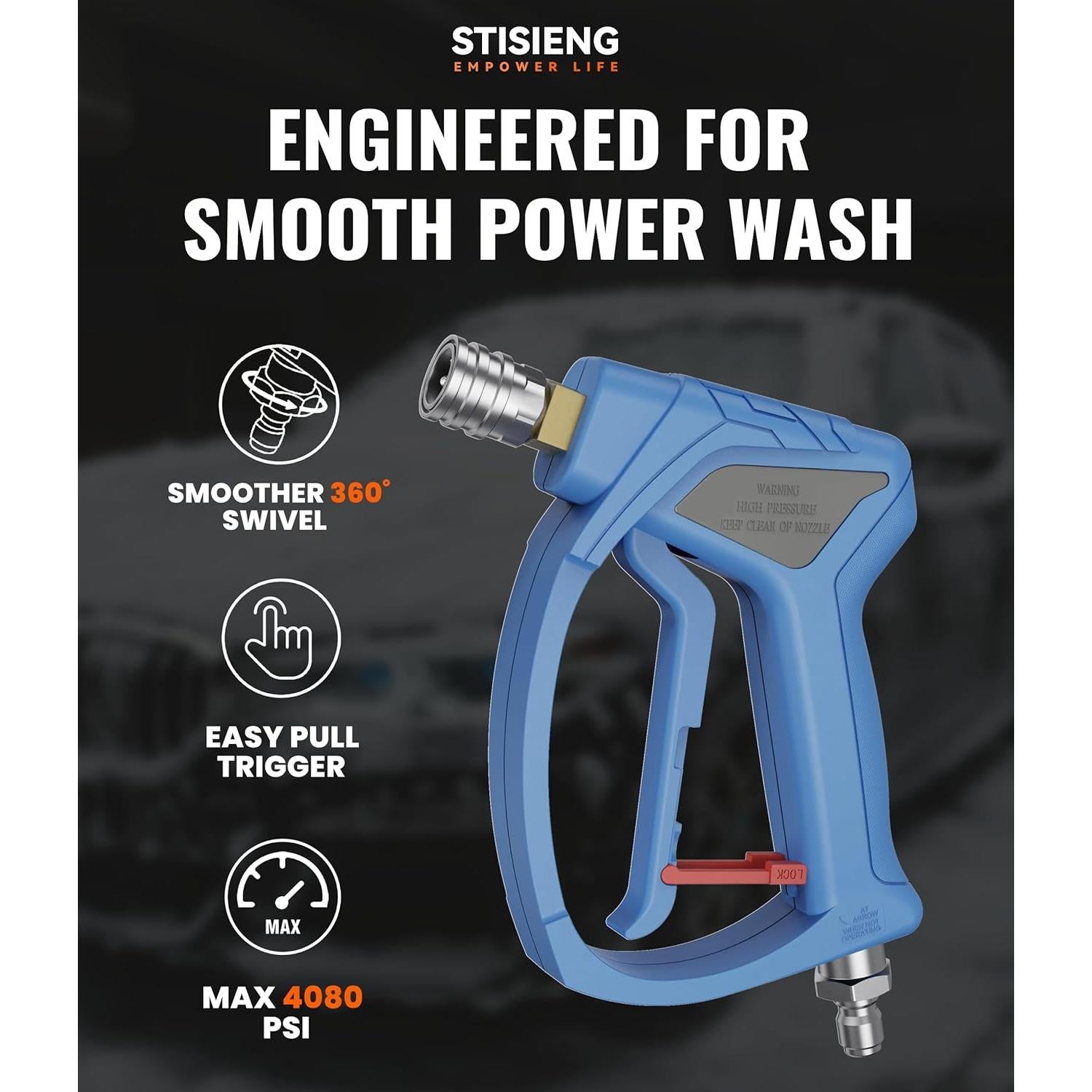 Pistola de Lavado a Presión Corto STISIENG con 5 Boquillas