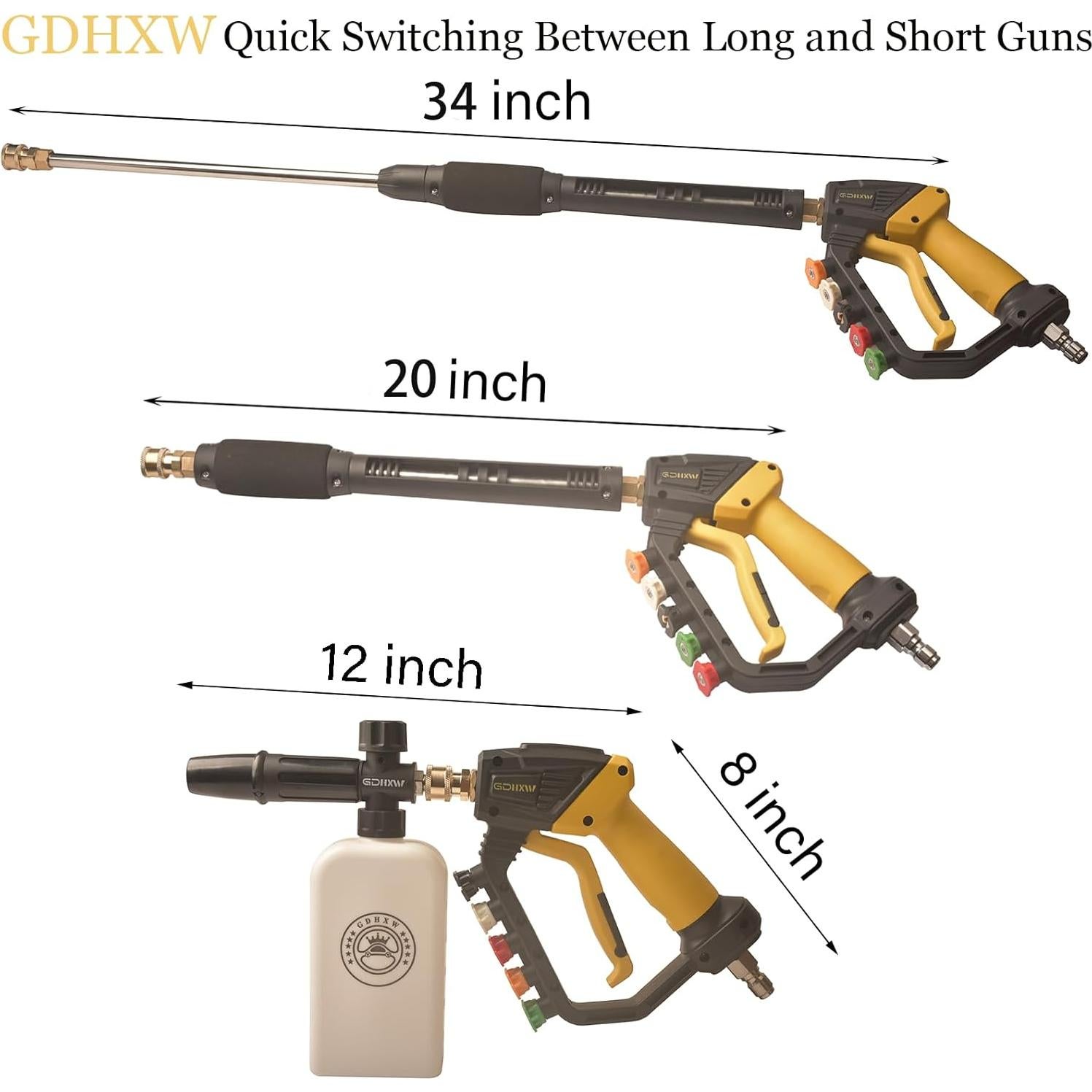 Pistola de Lavado a Presión GDHXW 5000 PSI con Caño de Espuma