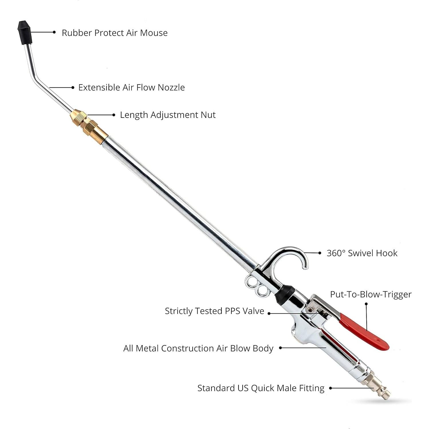 Pistola de Aire Neumática NEIKO 31122A Extensible 66 cm