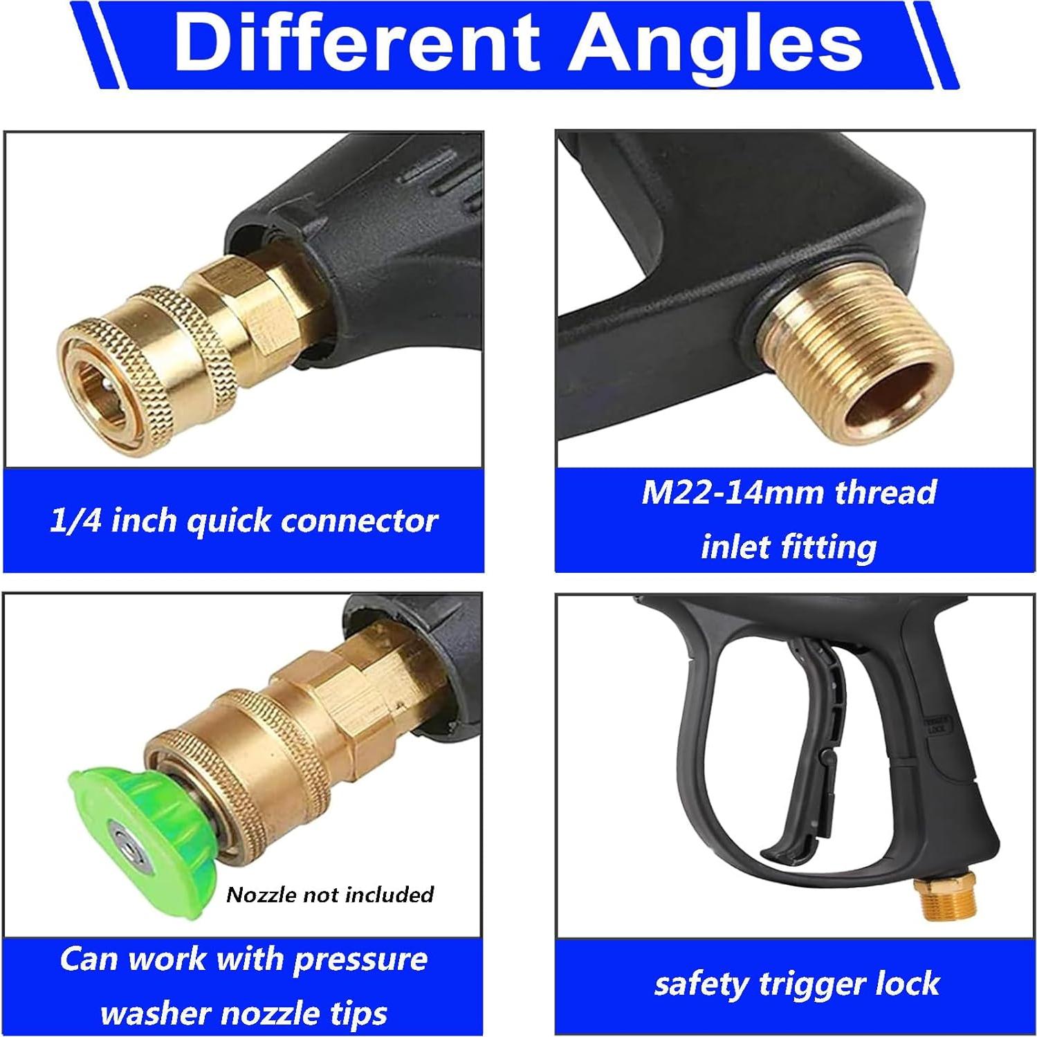 Pistola de Lavado a Presión 4350 PSI M22-14mm con Conector Rápido