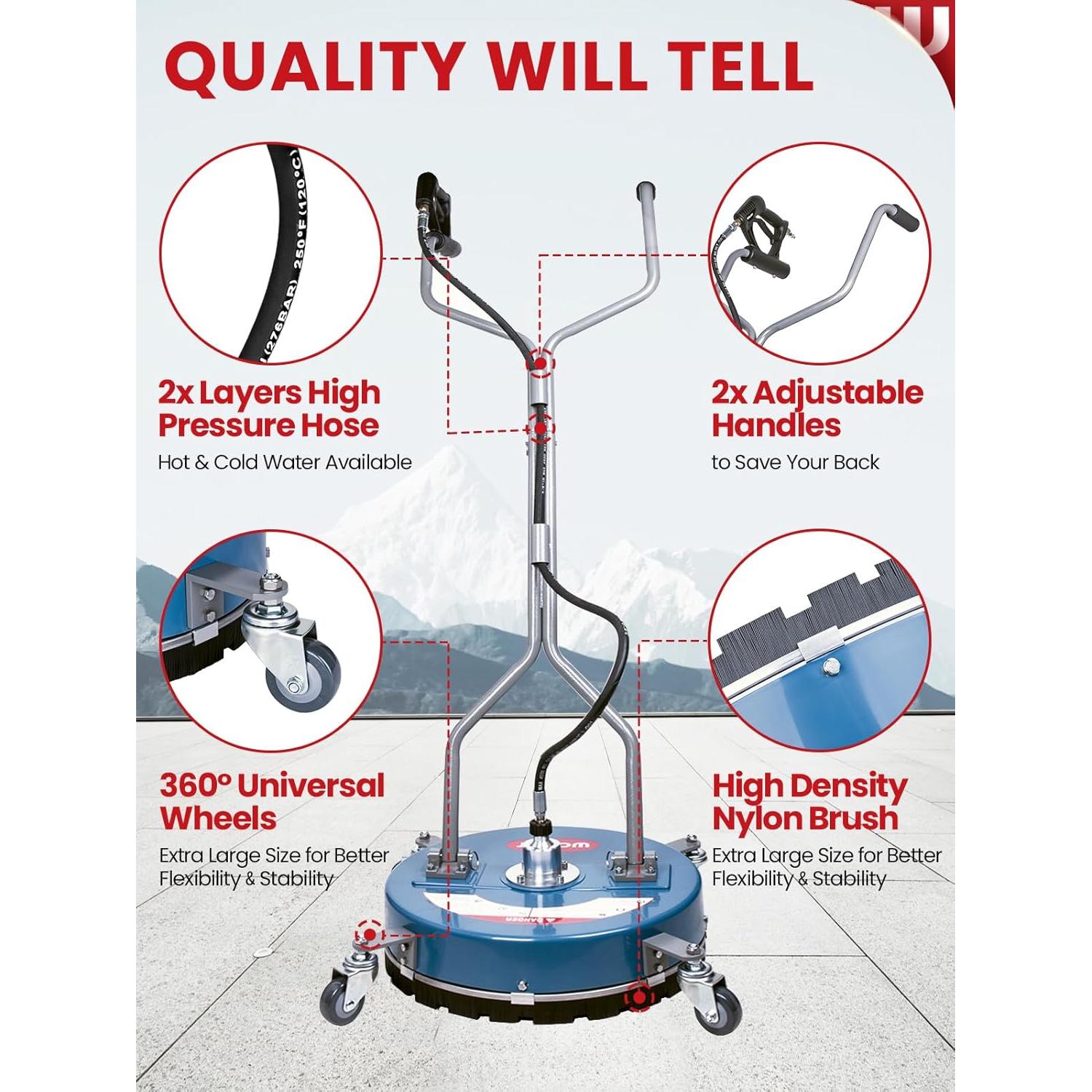 Limpiador de Superficies WOJET 20" 4500 PSI para Lavadora