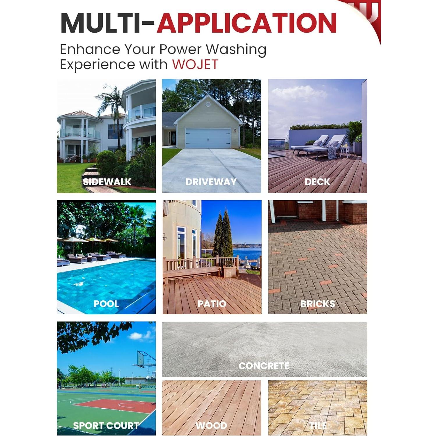 Limpiador de Superficies WOJET 20" 4500 PSI para Lavadora