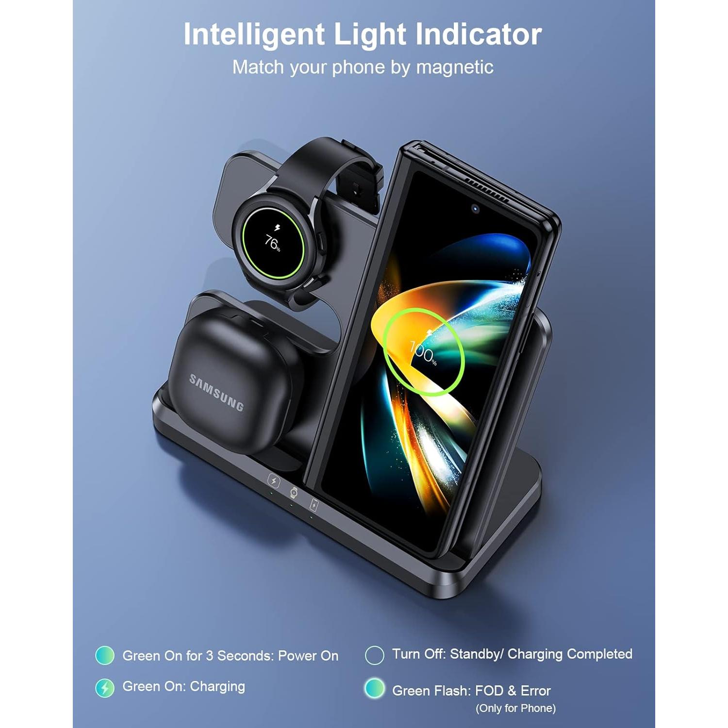 Cargador Inalámbrico ZUBARR 3 en 1 para Samsung Galaxy