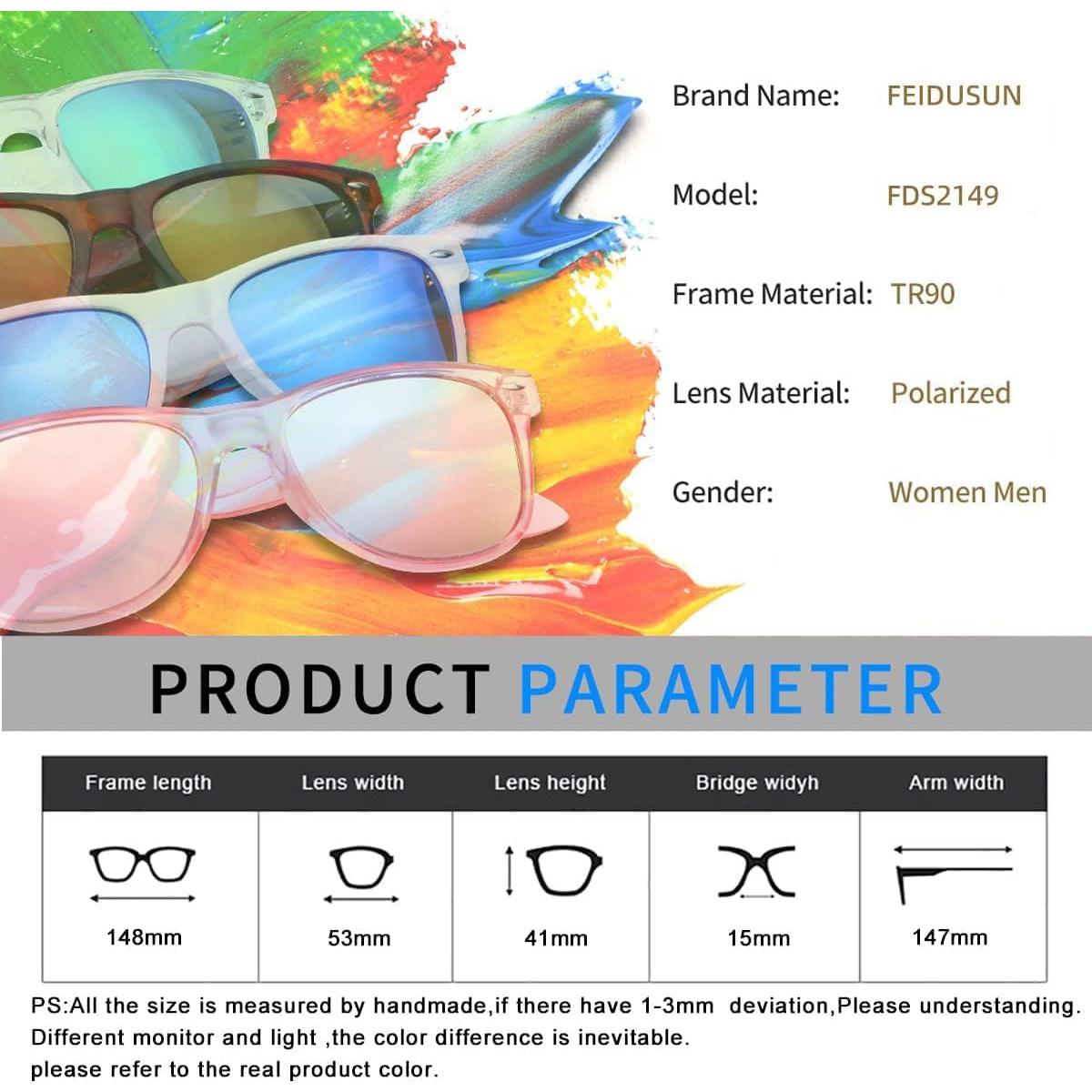 Gafas de Sol Polarizadas FEIDUSUN Retro UV400 Negras