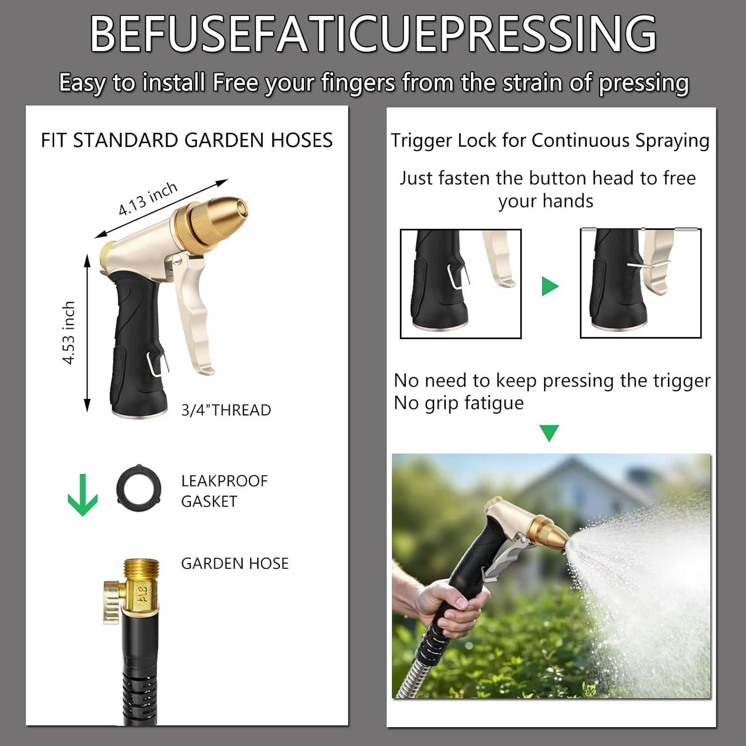 Boquilla de Jardín VNEIRSHAH de Metal Ajustable 11.81cm