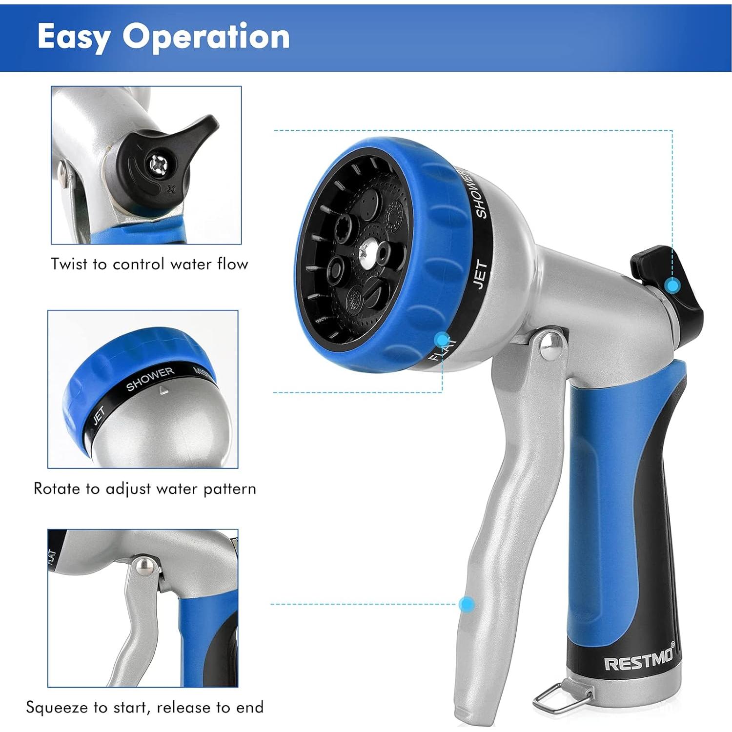 Boquilla de Manguera de Jardín RESTMO, Alta Presión, Ajustable 180°