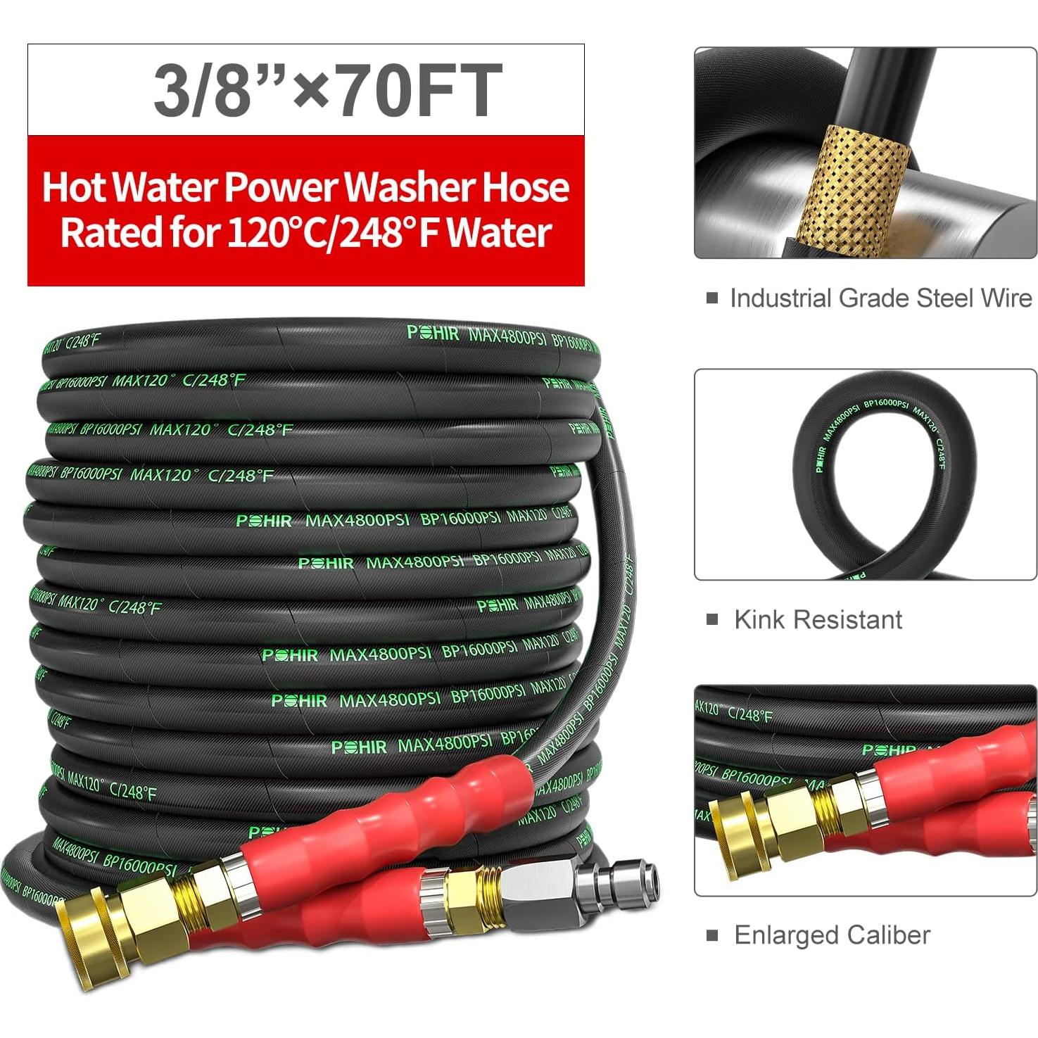 Manguera de Lavadora a Presión POHIR 21.34m 4800PSI