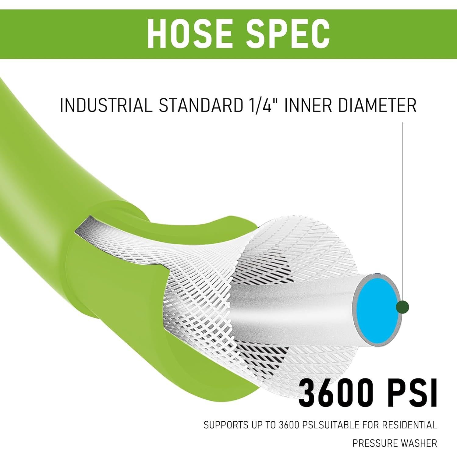 Manguera de Lavadora a Presión Hourleey 9.14 m Verde 6200 PSI