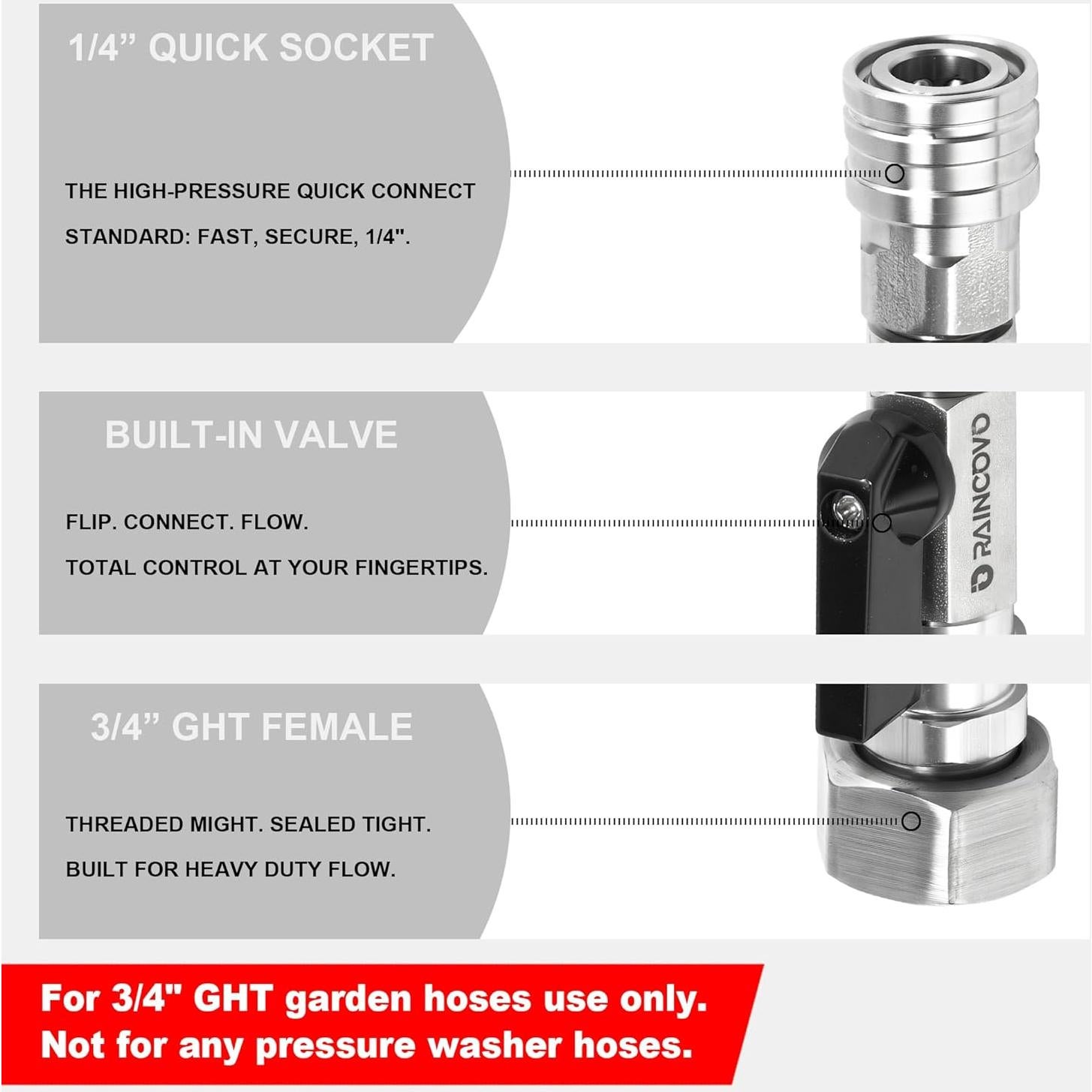 Adaptador de Manguera a Lavadora a Presión Raincovo 3/4" GHT