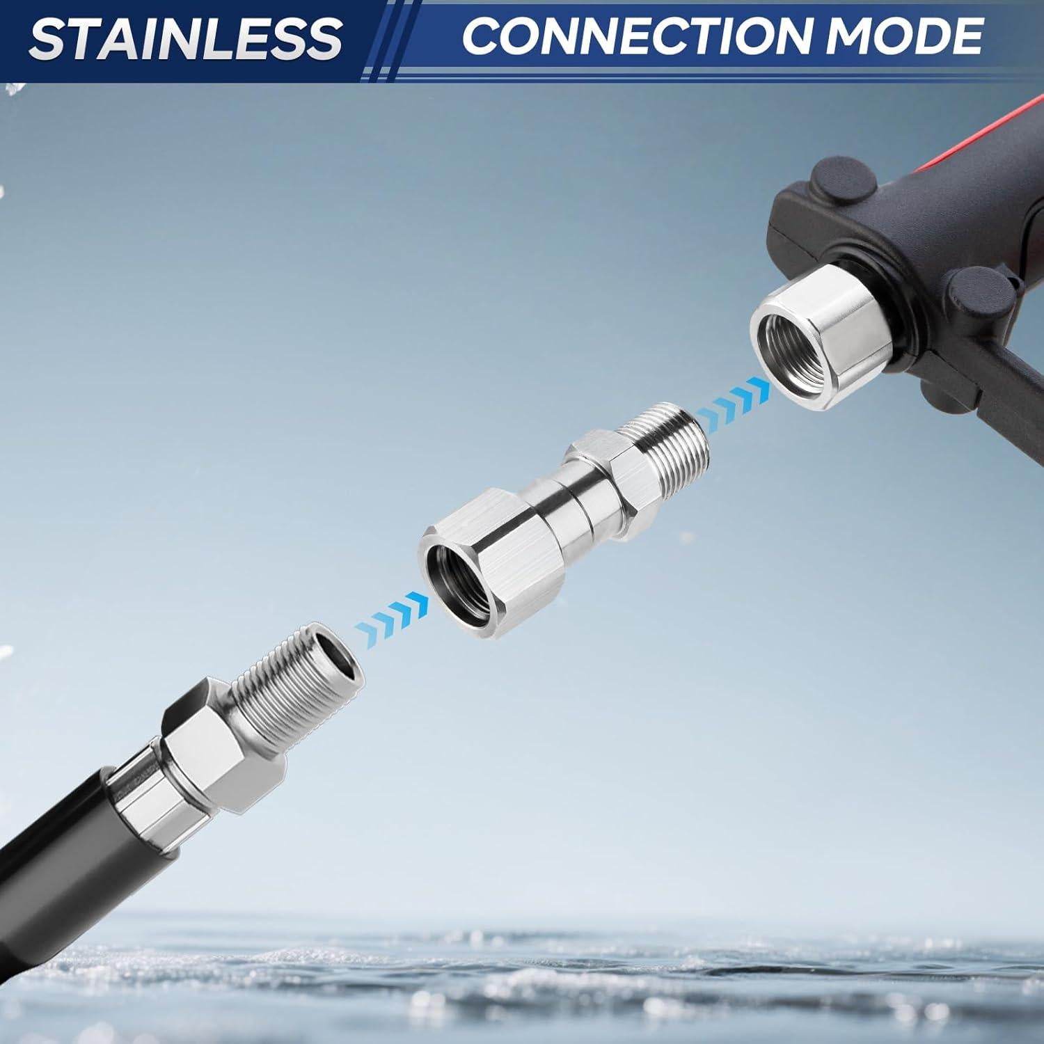 Conector Giratorio 3/8" NPT Acero Inoxidable 5000 PSI - 2 Piezas