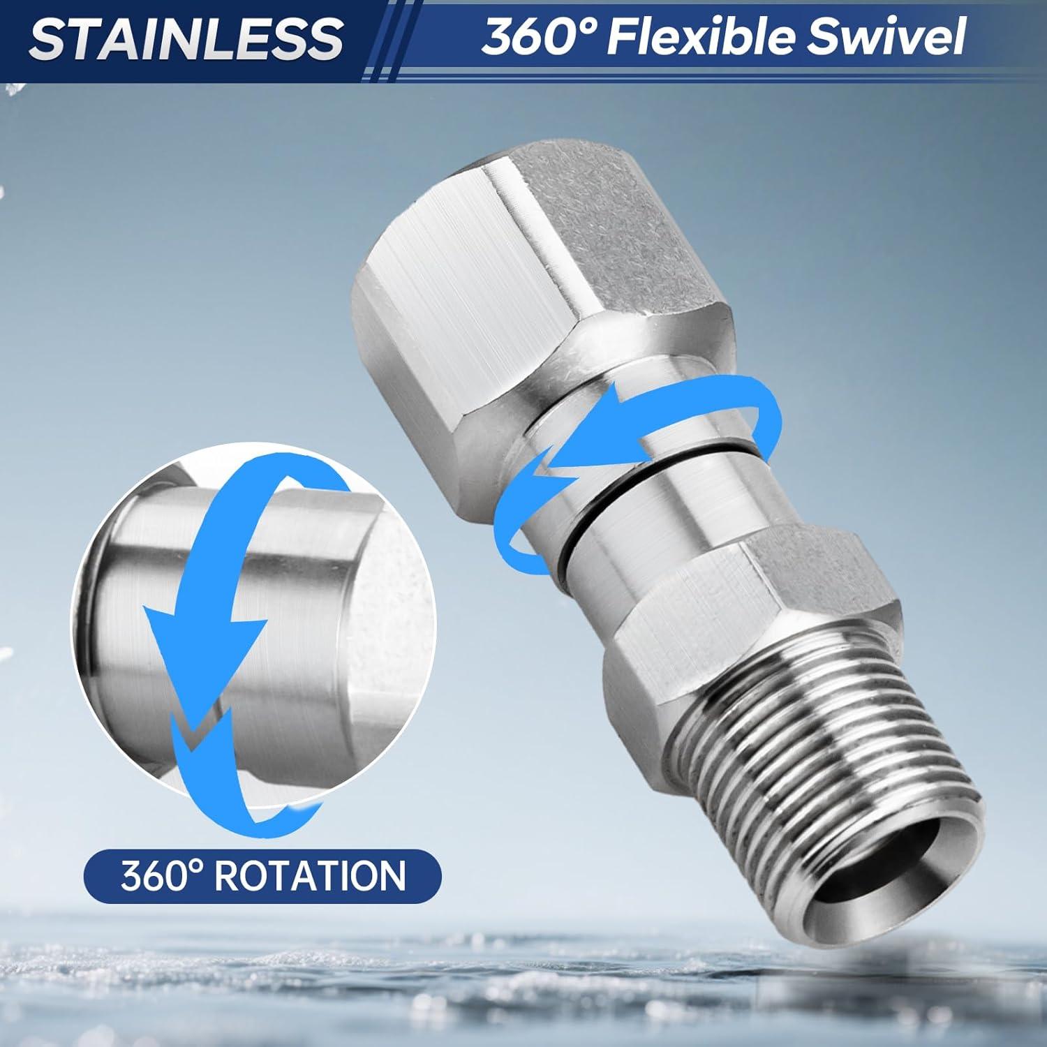 Conector Giratorio 3/8" NPT Acero Inoxidable 5000 PSI - 2 Piezas