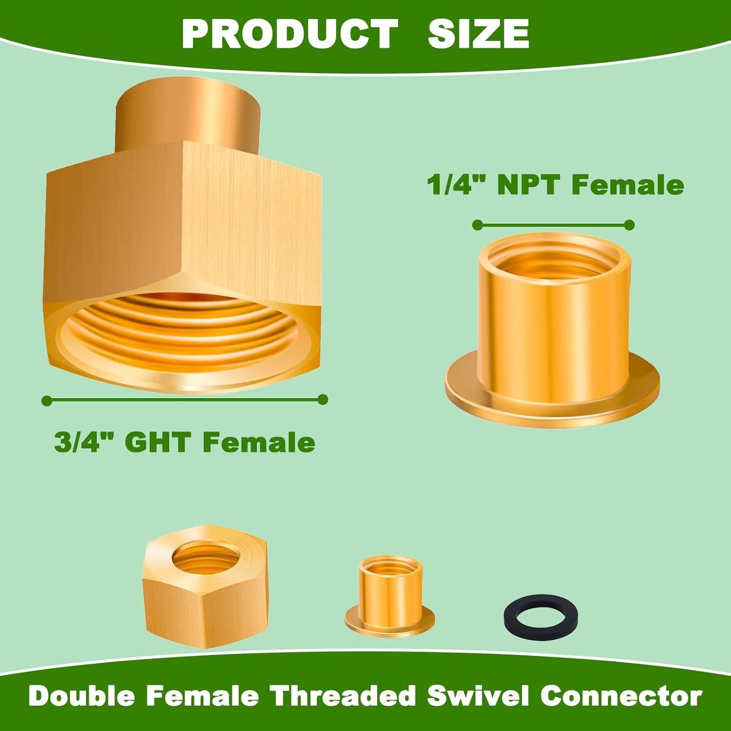 Adaptador de latón 4-Pack 1/4" NPT a 3/4" GHT Evangenial