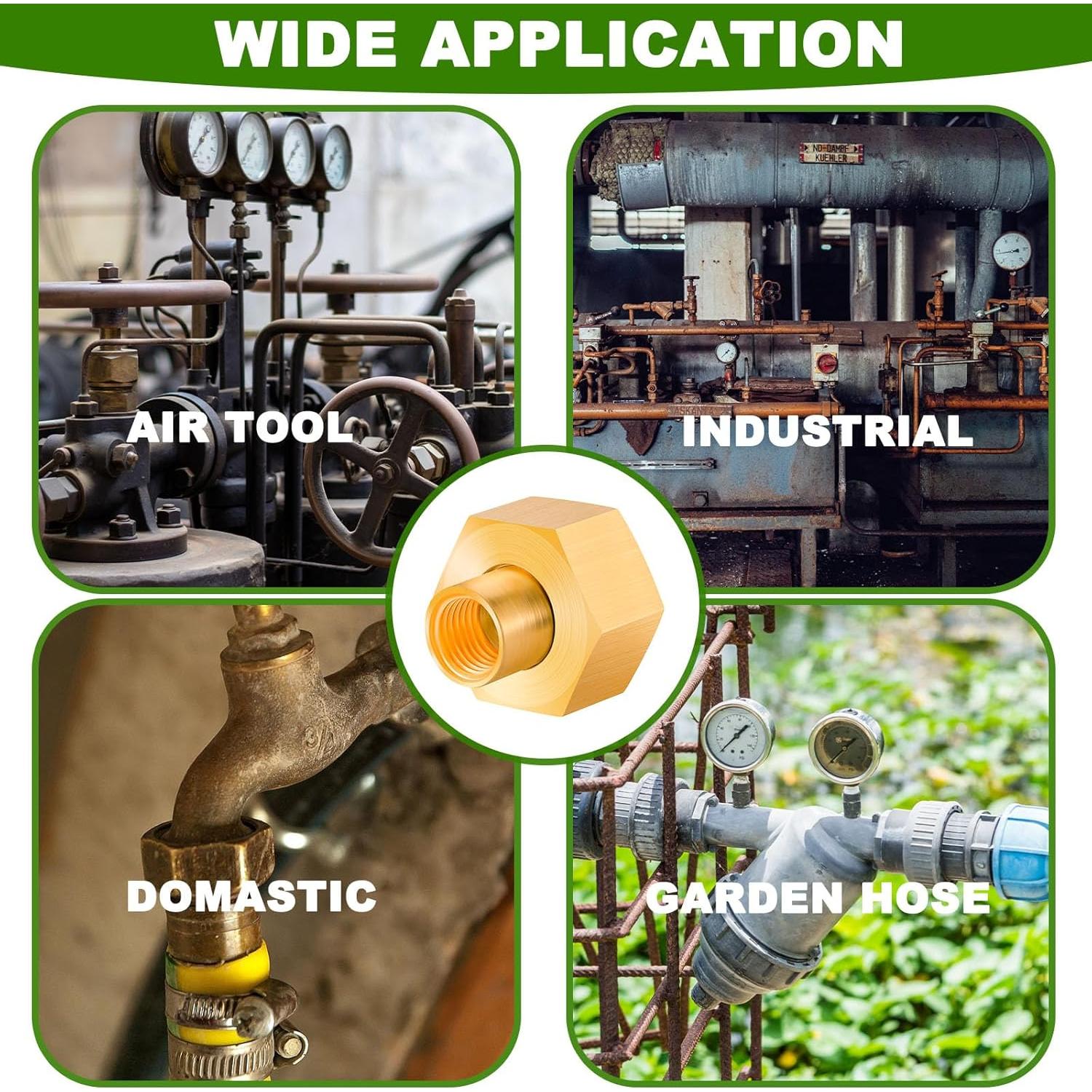 Adaptador de latón 4-Pack 1/4" NPT a 3/4" GHT Evangenial