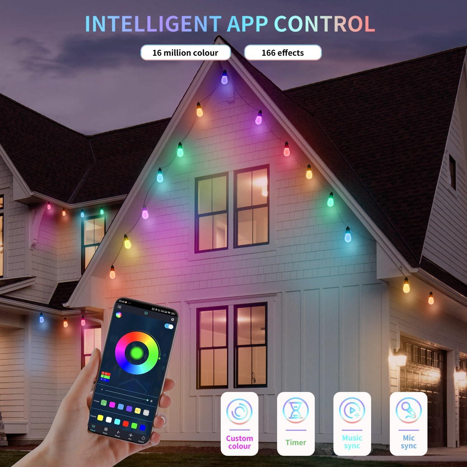 Luces de Cadena LED CAWWS 15m RGBW IP66 Control APP