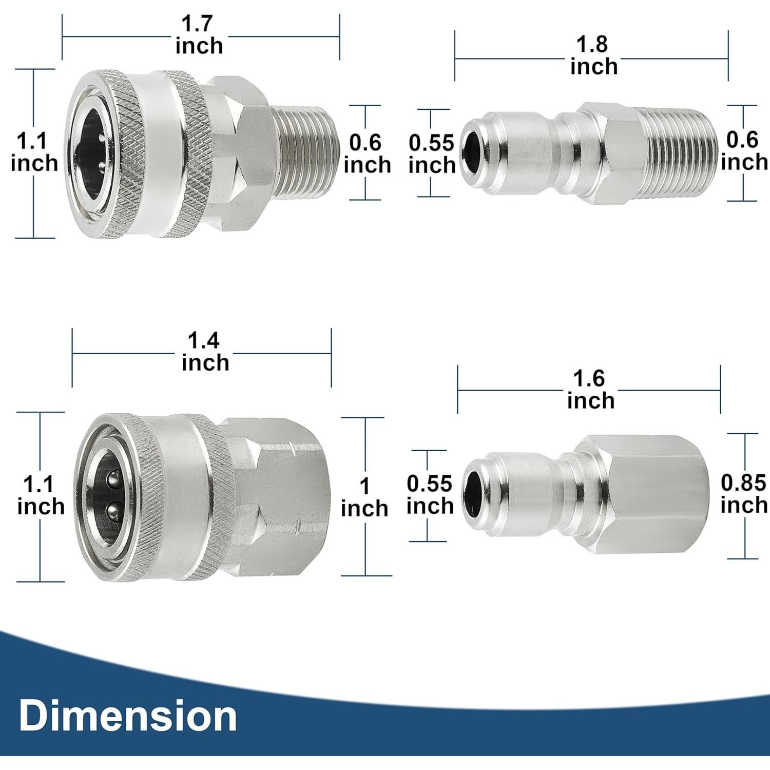 Conector Rápido 3/8" Raincovo - Juego de 8 Adaptadores Acero Inoxidable