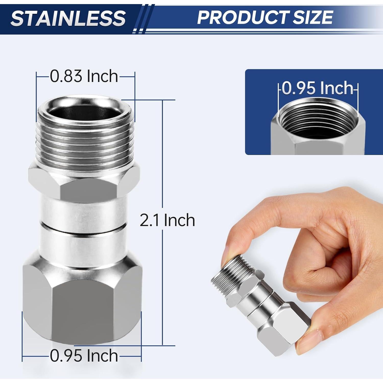 Conector Giratorio M22 GALELEOPARD 14mm Acero Inoxidable 5000 PSI