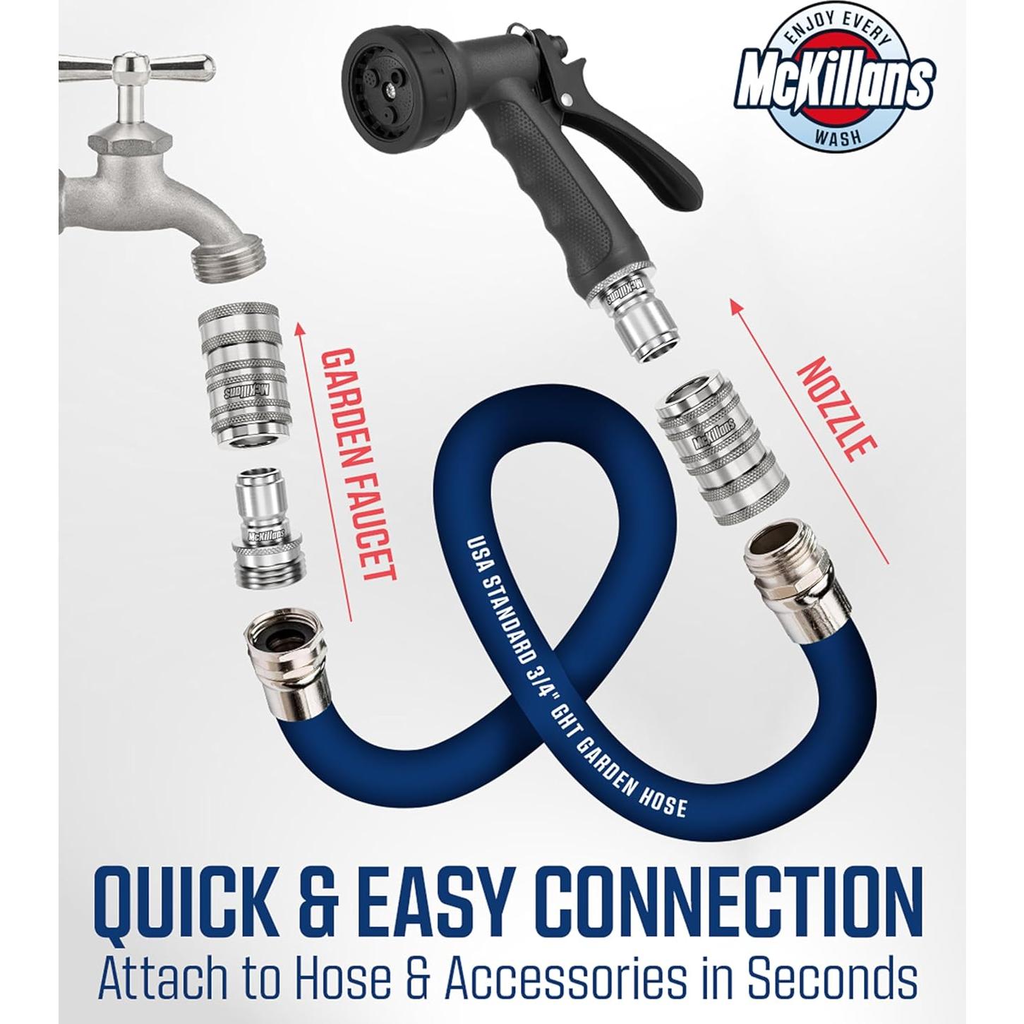Conectores Rápidos Automáticos McKillans para Manguera de Jardín - Kit de 5 Piezas