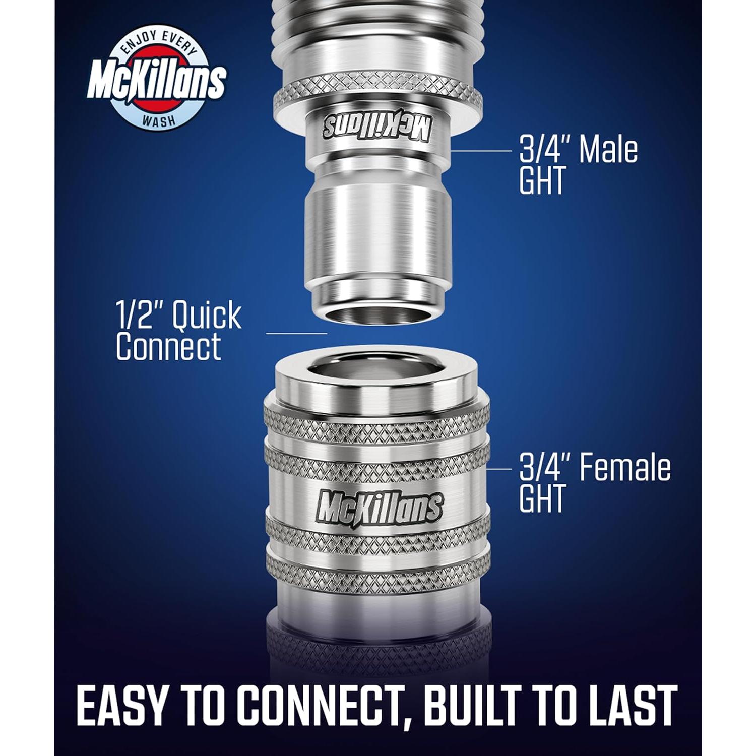 Conectores Rápidos Automáticos McKillans para Manguera de Jardín - Kit de 5 Piezas