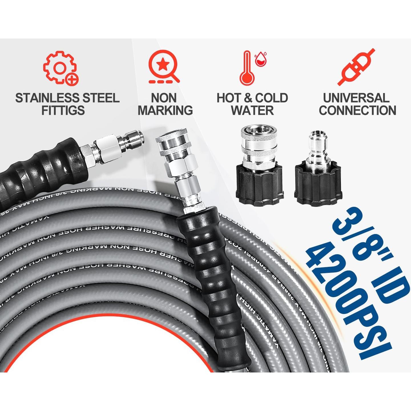 Manguera de Lavadora a Presión YAMATIC 3/8" 30m 4200 PSI