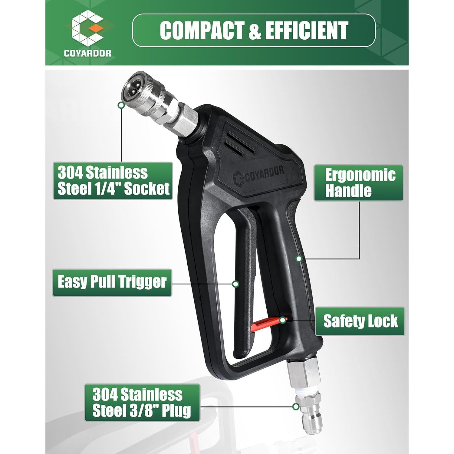 Pistola de Lavado a Presión Corto Coyardor 4000 PSI - Negro