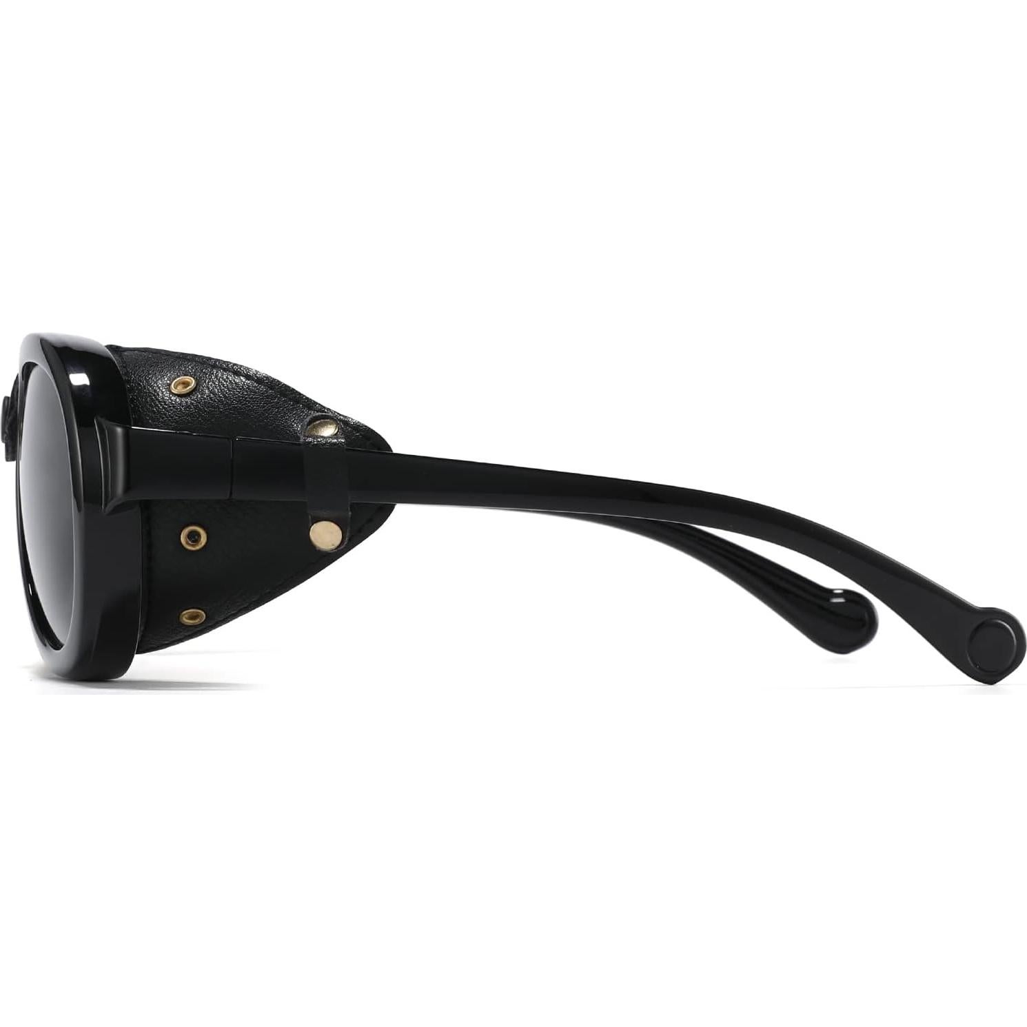 Gafas de sol retro aviador MACJERO con escudos de cuero