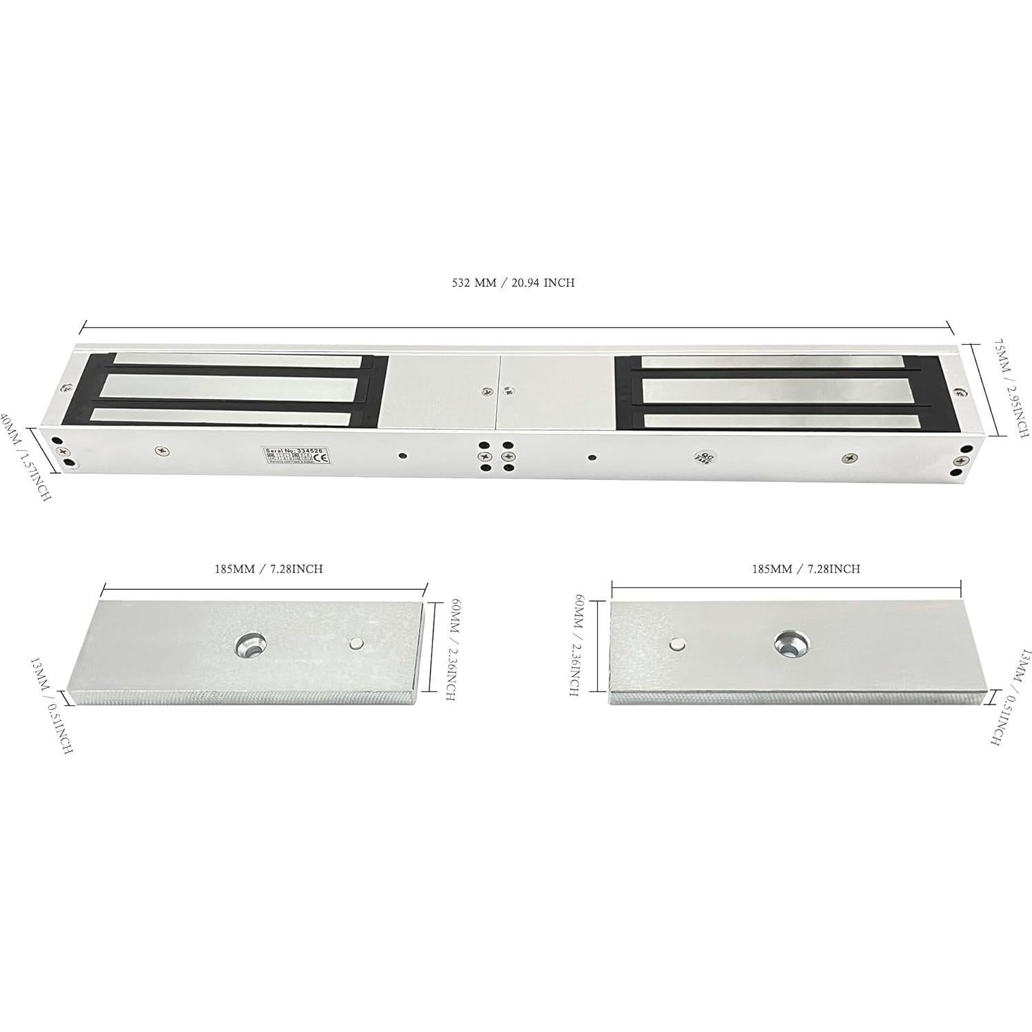 Cerradura Electromagnética NCLTHS Doble Puerta 500KG 12V