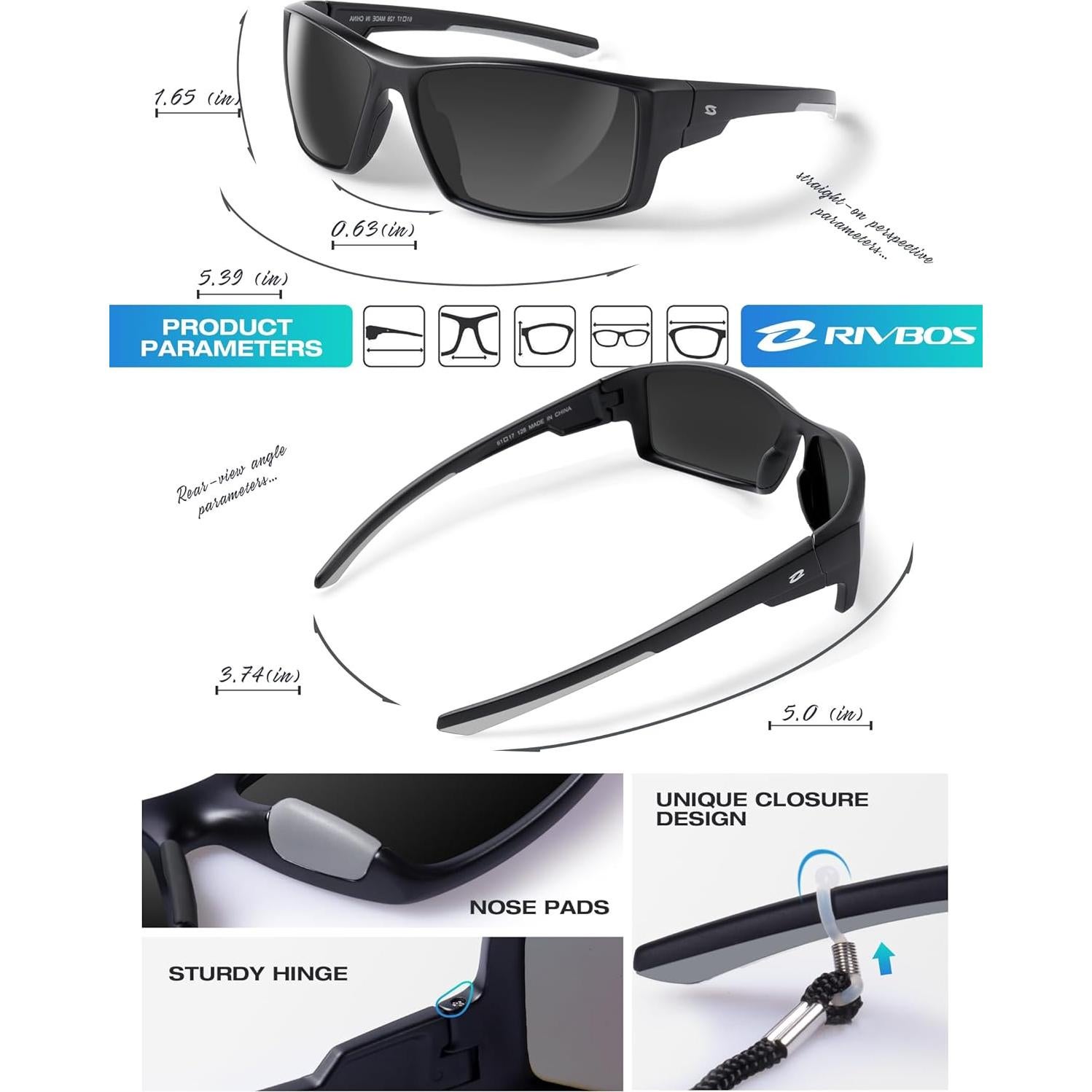 Gafas de sol deportivas RIVBOS RBS861 polarizadas TR90