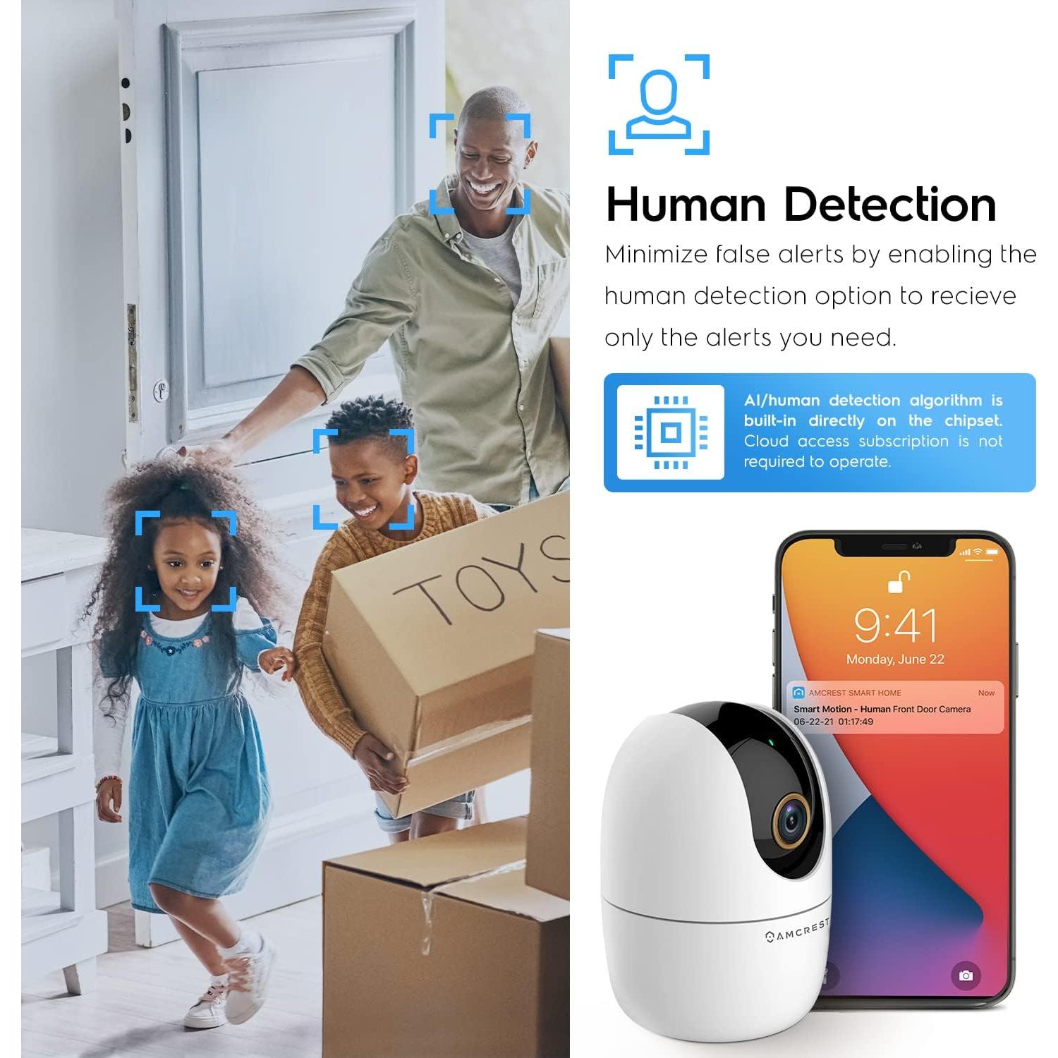 Cámara WiFi Amcrest ASH41-W 4MP con audio y visión nocturna