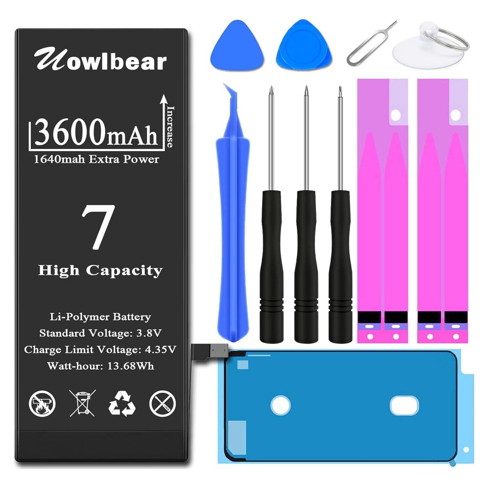 Batería de Reemplazo Uowlbear para iPhone 7 3600mAh